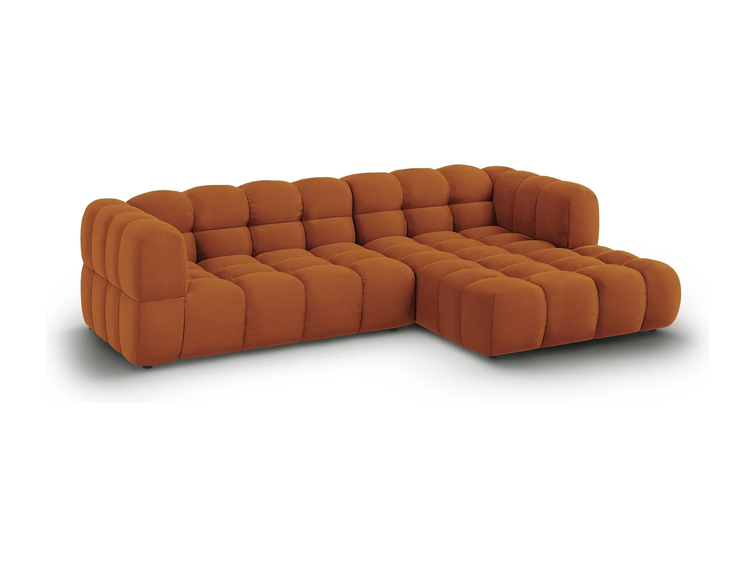 Cosmopolitan Design - Canapé d'angle droit modulable "Sky" 4 places en velours terracotta - 272x162x75cm