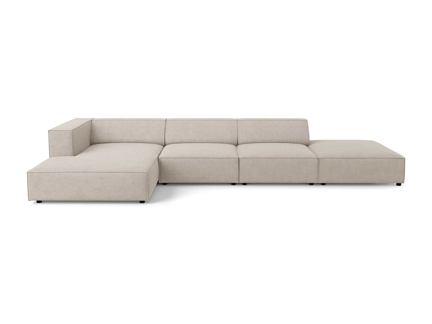 Cosmopolitan Design - Narożnik lewy, "Arendal" 5 miejsc szenil z efektem prążkowania, beż ciemny - 341x166x70cm