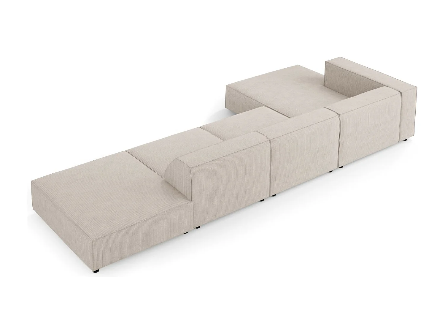 Cosmopolitan Design - Narożnik lewy, "Arendal" 5 miejsc szenil z efektem prążkowania, beż ciemny - 341x166x70cm