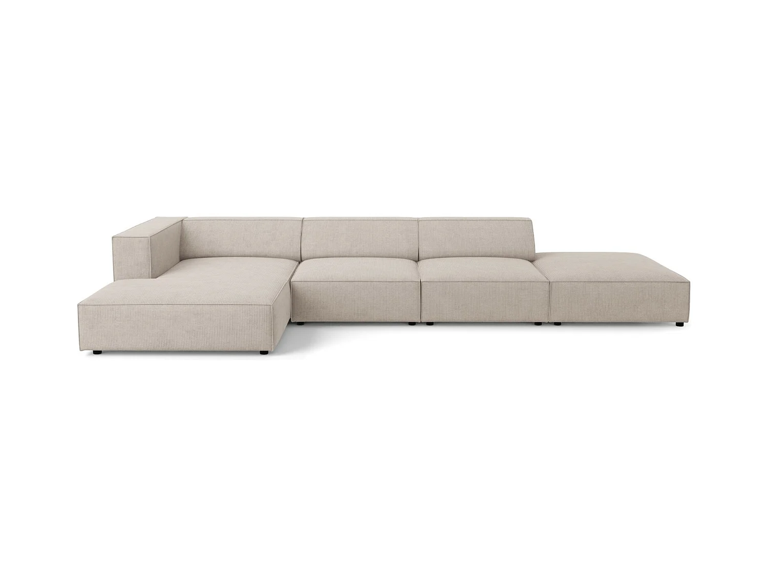 Cosmopolitan Design - Linker hoekbank "Arendal" 5 zitplaatsen, Chenille met ribbeleffect, Donkerbeige - 341x166x70cm