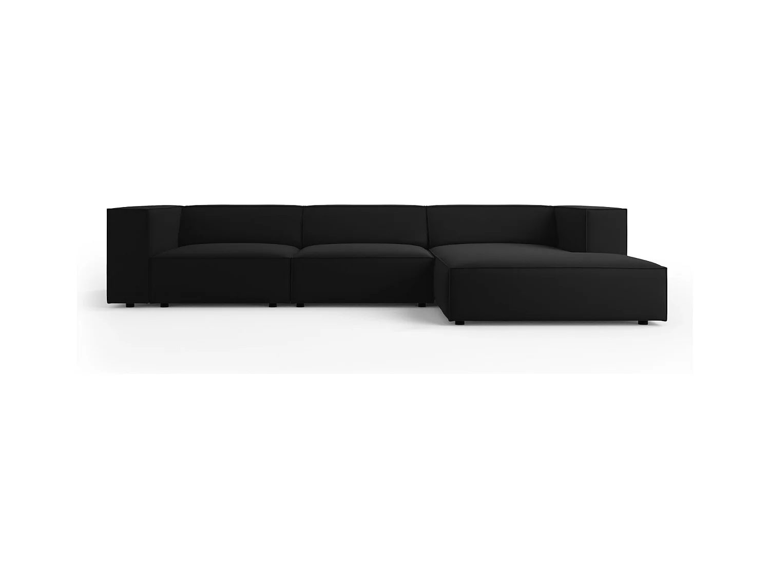 Cosmopolitan Design - Rechter hoekbank "Arendal" 4 zitplaatsen, Flueel, Zwart - 284x166x70cm