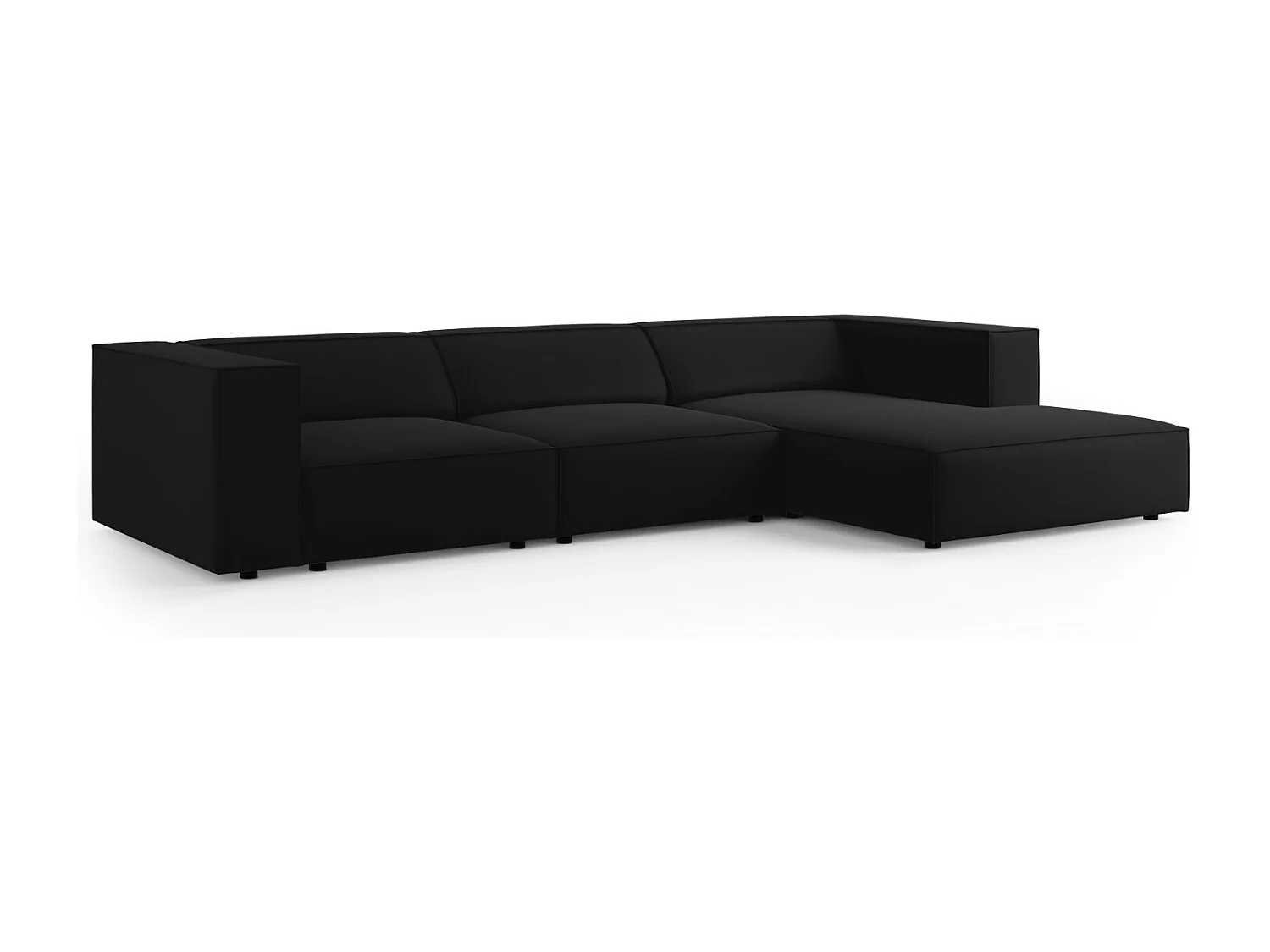 Cosmopolitan Design - Canapé d'angle droit "Arendal" 4 places en velours noir - 284x166x70cm