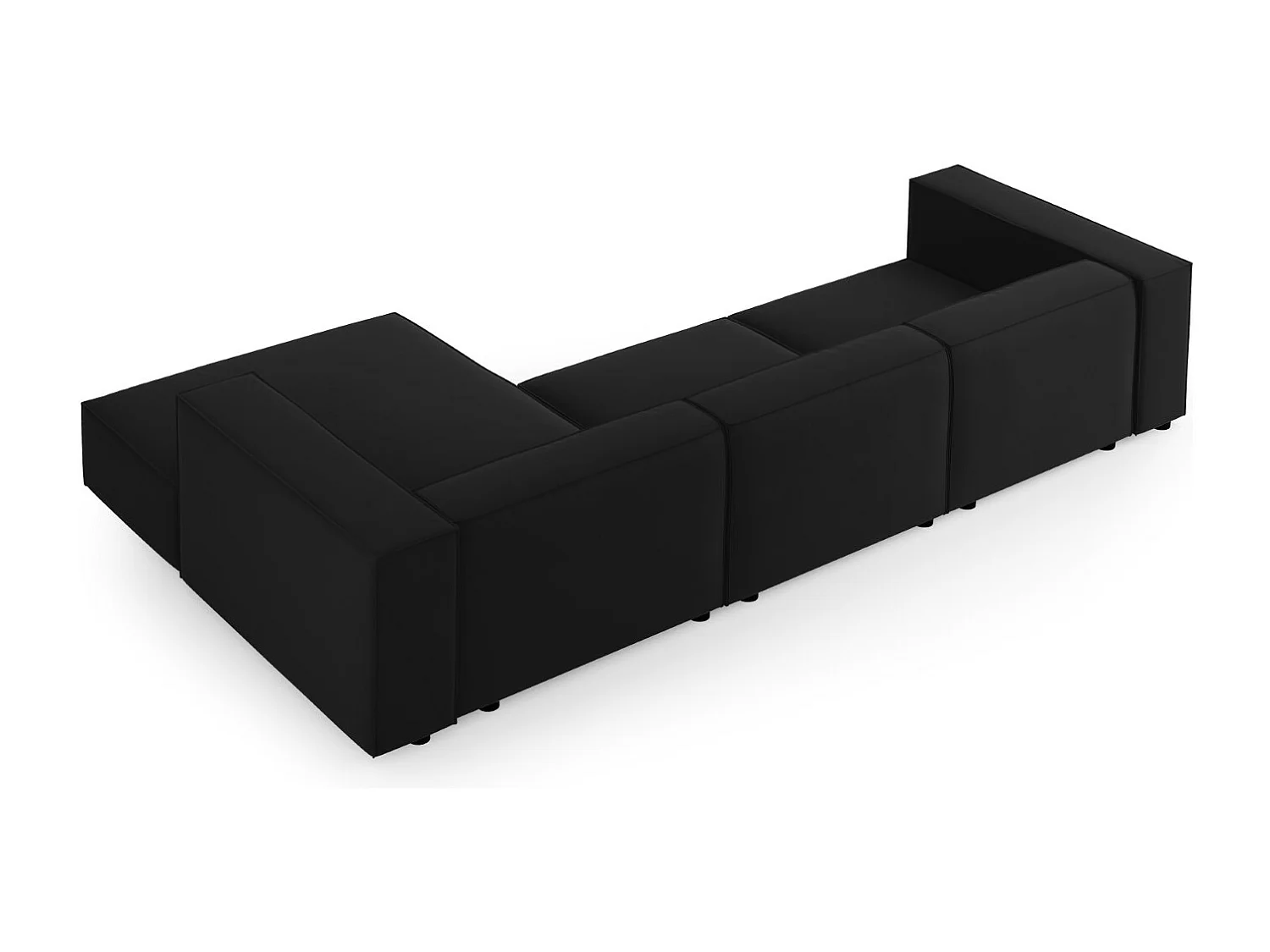 Cosmopolitan Design - Canapé d'angle droit "Arendal" 4 places en velours noir - 284x166x70cm