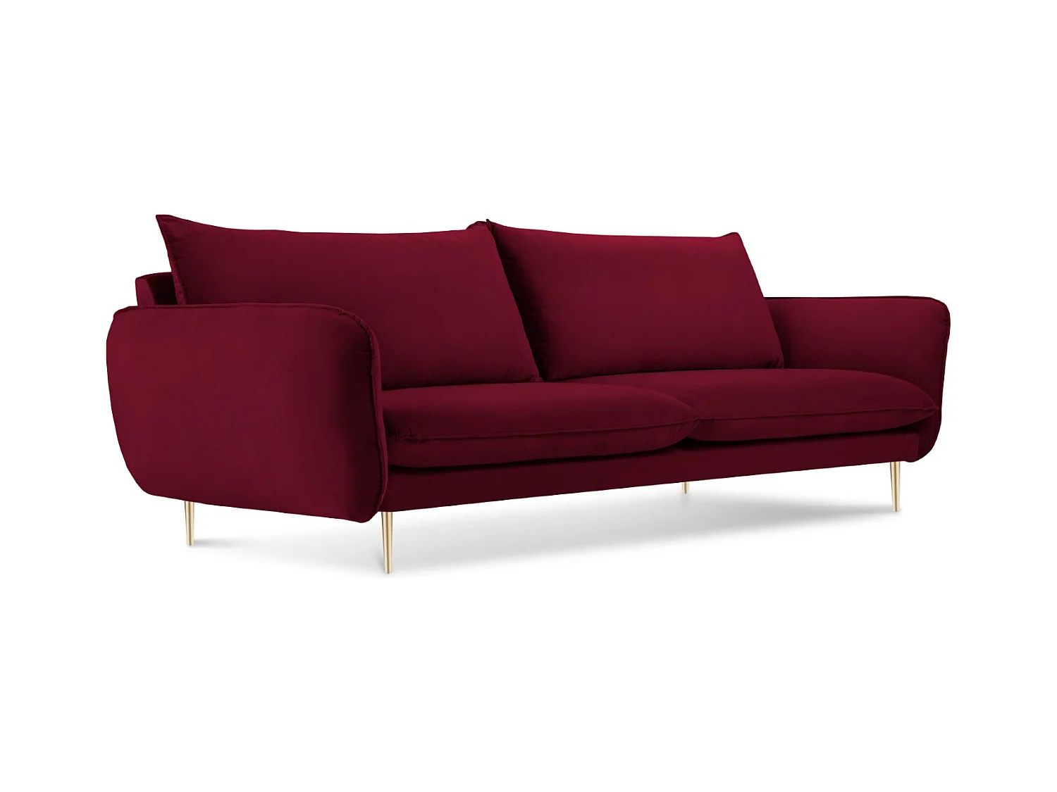 Cosmopolitan Design - Bank "Vienna" 4 zitplaatsen, Flueel, Rood - 230x92x95cm