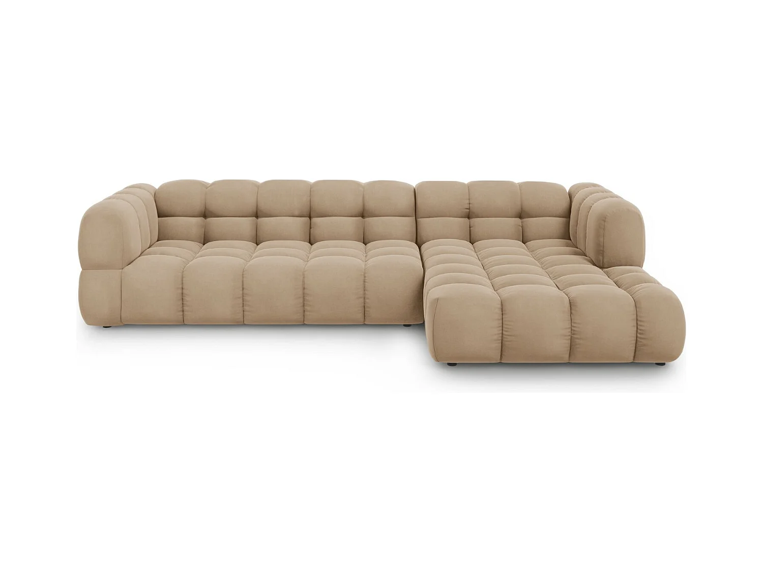 Cosmopolitan Design - Modulaire hoekbank rechts "Sky" 4 zitplaatsen, Flueel, Zand - 300x162x75cm