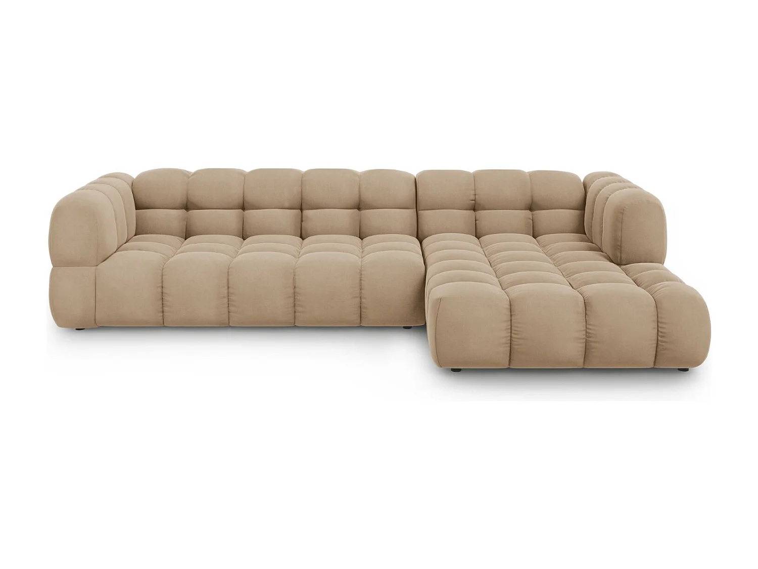 Cosmopolitan Design - Sofá modular de canto direito "Sky" 4 lugares em veludo areia - 300x162x75cm