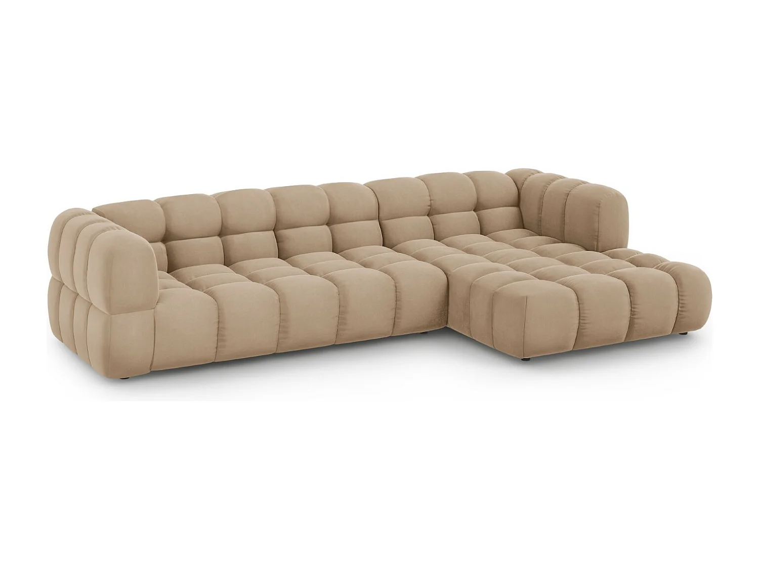 Cosmopolitan Design - Sofá modular de canto direito "Sky" 4 lugares em veludo areia - 300x162x75cm