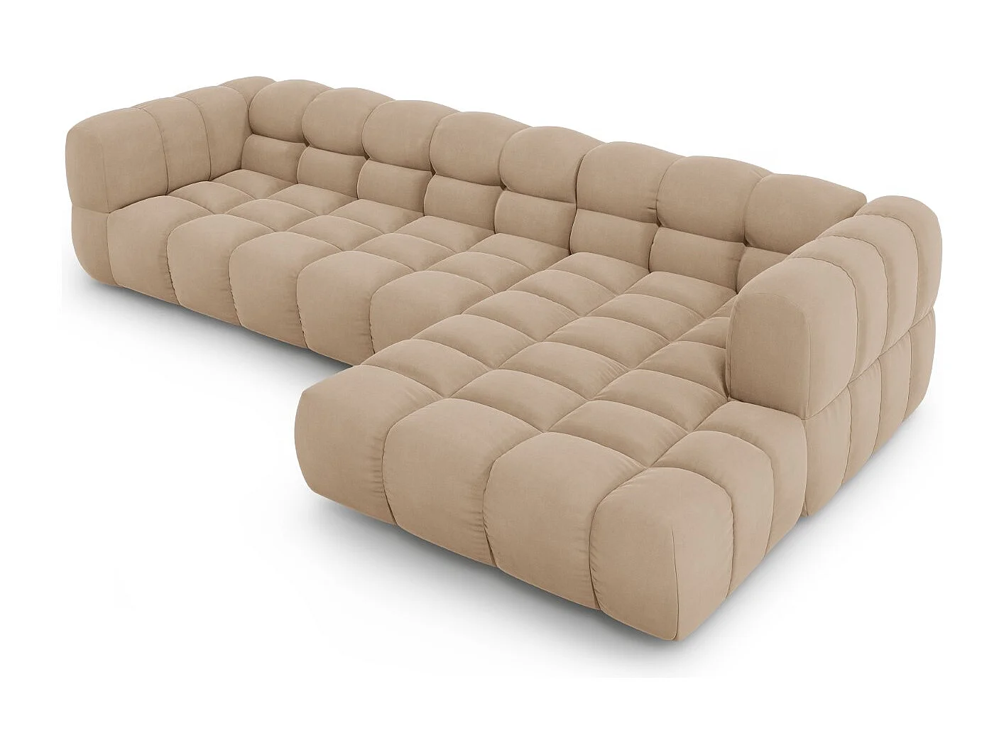 Cosmopolitan Design - Sofá modular de canto direito "Sky" 4 lugares em veludo areia - 300x162x75cm