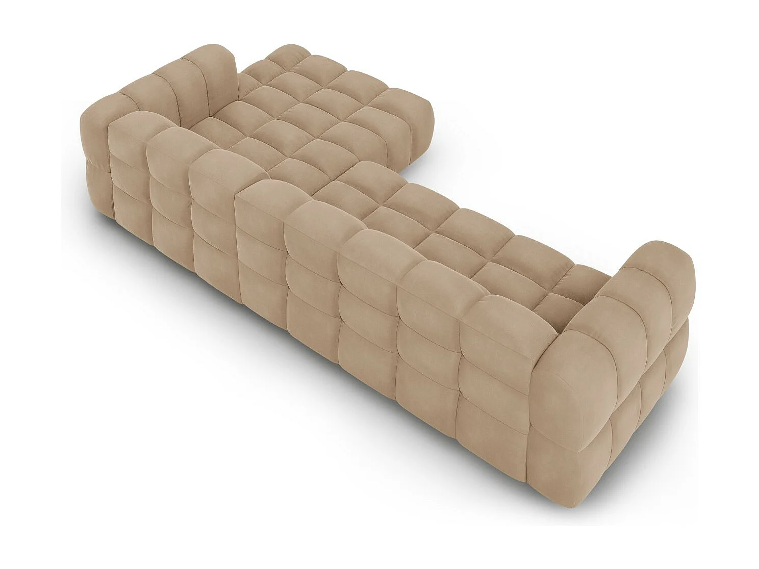 Cosmopolitan Design - Sofá modular de canto direito "Sky" 4 lugares em veludo areia - 300x162x75cm