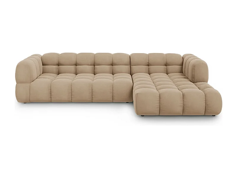 Cosmopolitan Design - Canapé d'angle droit modulable "Sky" 4 places en velours le sable - 300x162x75cm