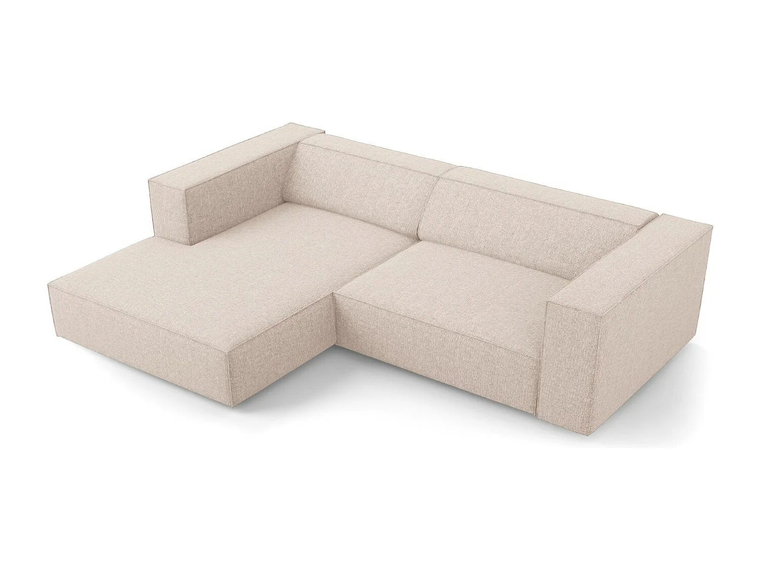 Cosmopolitan Design - Canapé d'angle gauche "Arendal" 3 places en chenille beige - 224x166x70cm
