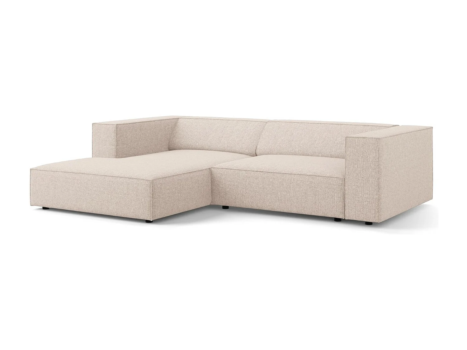 Cosmopolitan Design - Divano angolare sinistro "Arendal" 3 posti in ciniglia beige - 224x166x70cm