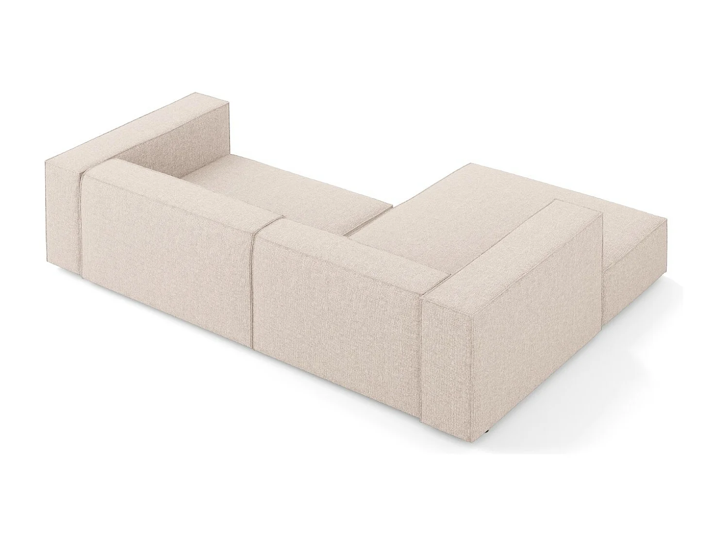 Cosmopolitan Design - Divano angolare sinistro "Arendal" 3 posti in ciniglia beige - 224x166x70cm