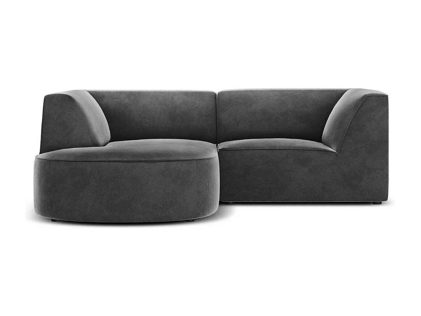 CXL by Christian Lacroix - Sofá esquinero izquierdo "Charles" 3 plazas de terciopelo gris oscuro - 186x180x69cm