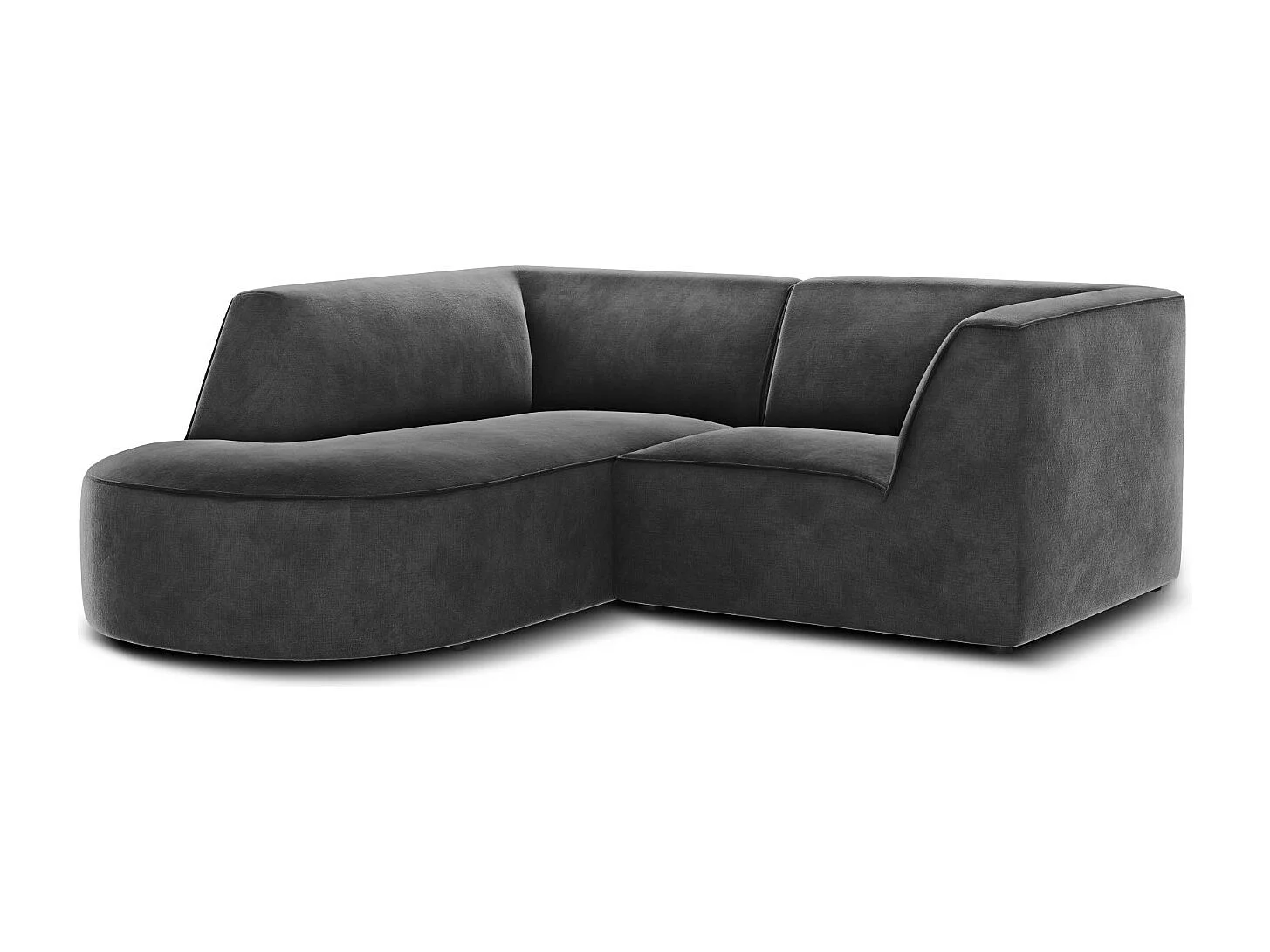 CXL by Christian Lacroix - Sofá esquinero izquierdo "Charles" 3 plazas de terciopelo gris oscuro - 186x180x69cm