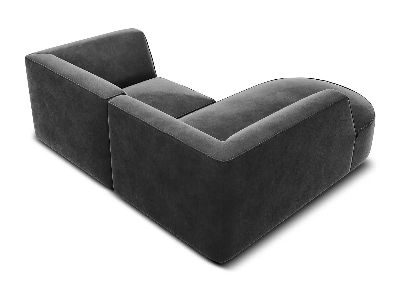 CXL by Christian Lacroix - Sofá esquinero izquierdo "Charles" 3 plazas de terciopelo gris oscuro - 186x180x69cm