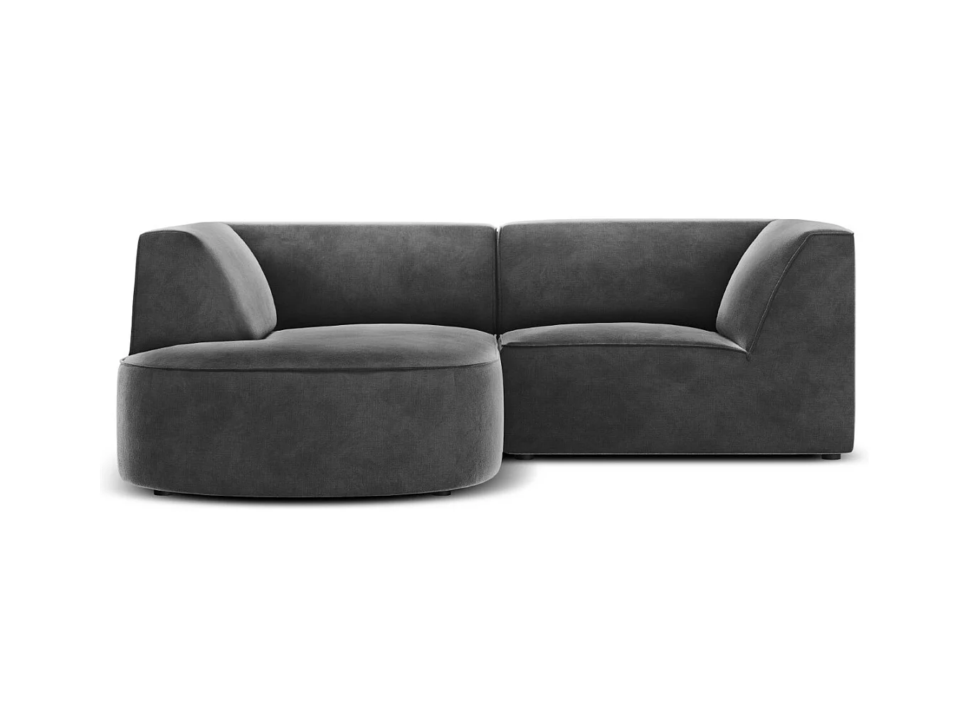 CXL by Christian Lacroix - Linker hoekbank "Charles" 3 zitplaatsen, Flueel, Donkergrijs - 186x180x69cm