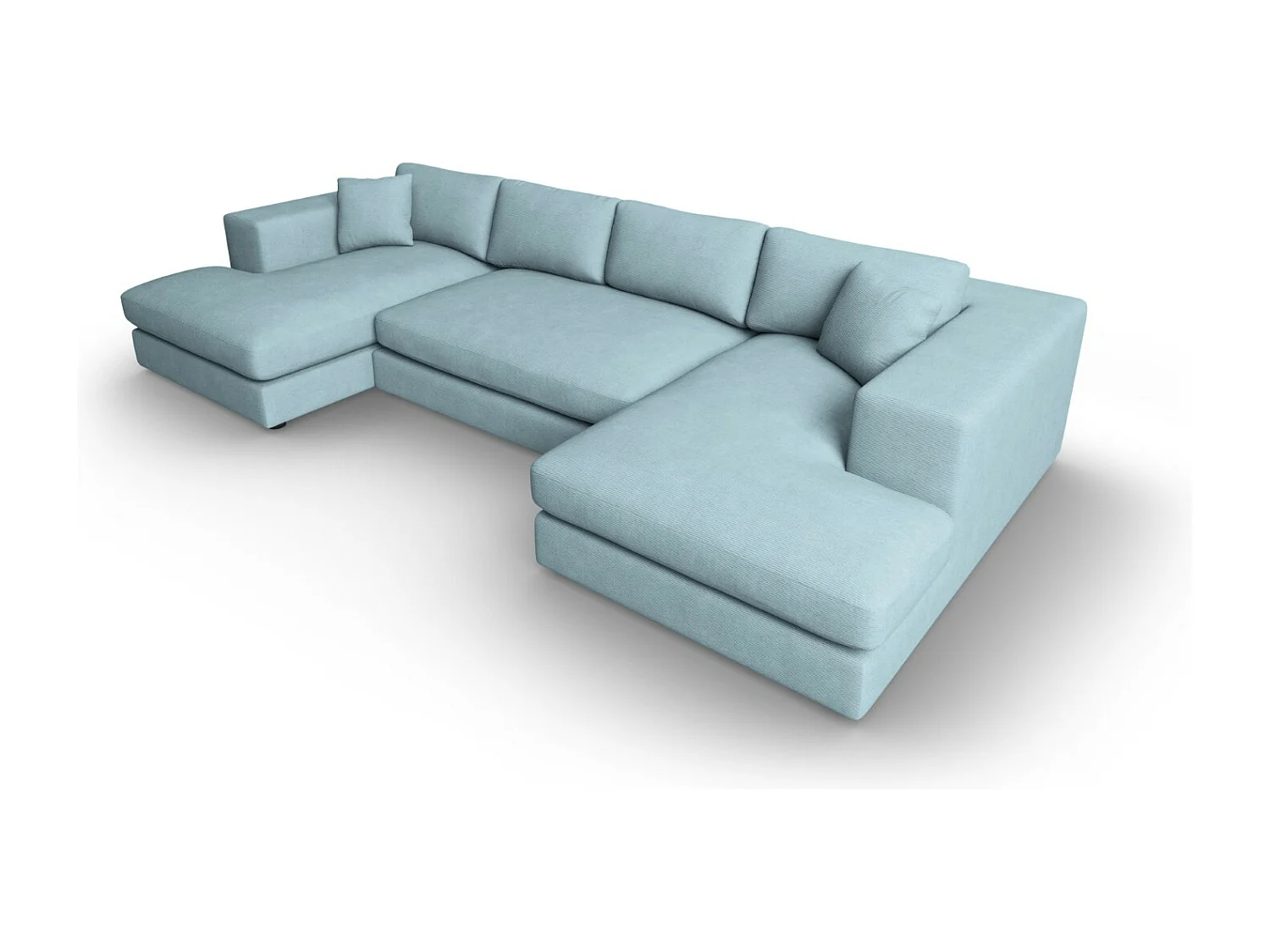 CXL by Christian Lacroix - Sofá panorâmico "Tendance" 5 lugares em veludo cotelê azul claro - 344x170x72cm