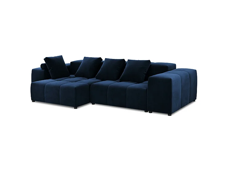 Cosmopolitan Design - 4-Sitzer modulares symmetrisches Ecksofa "Rome" aus Samt königsblau - 320x160x75cm