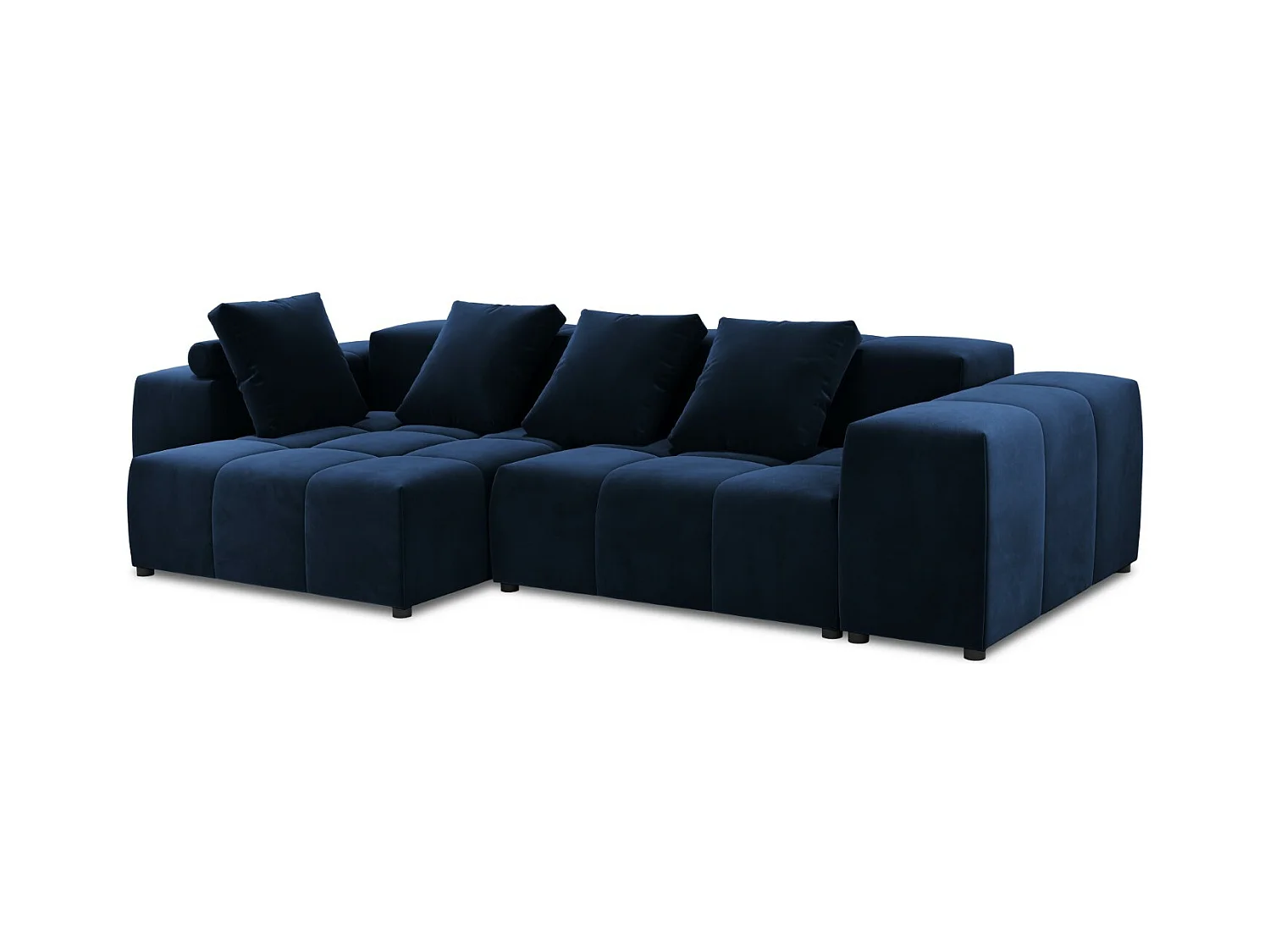 Cosmopolitan Design - Symmetrische modulaire hoekbank "Rome" 4 zitplaatsen, Flueel, Koningsblauw - 320x160x75cm