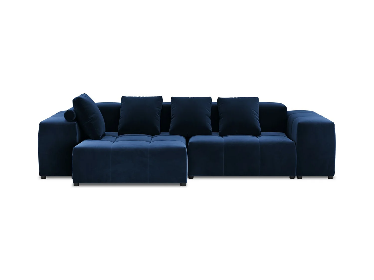 Cosmopolitan Design - Canapé d'angle symétrique modulable "Rome" 4 places en velours bleu roi - 320x160x75cm