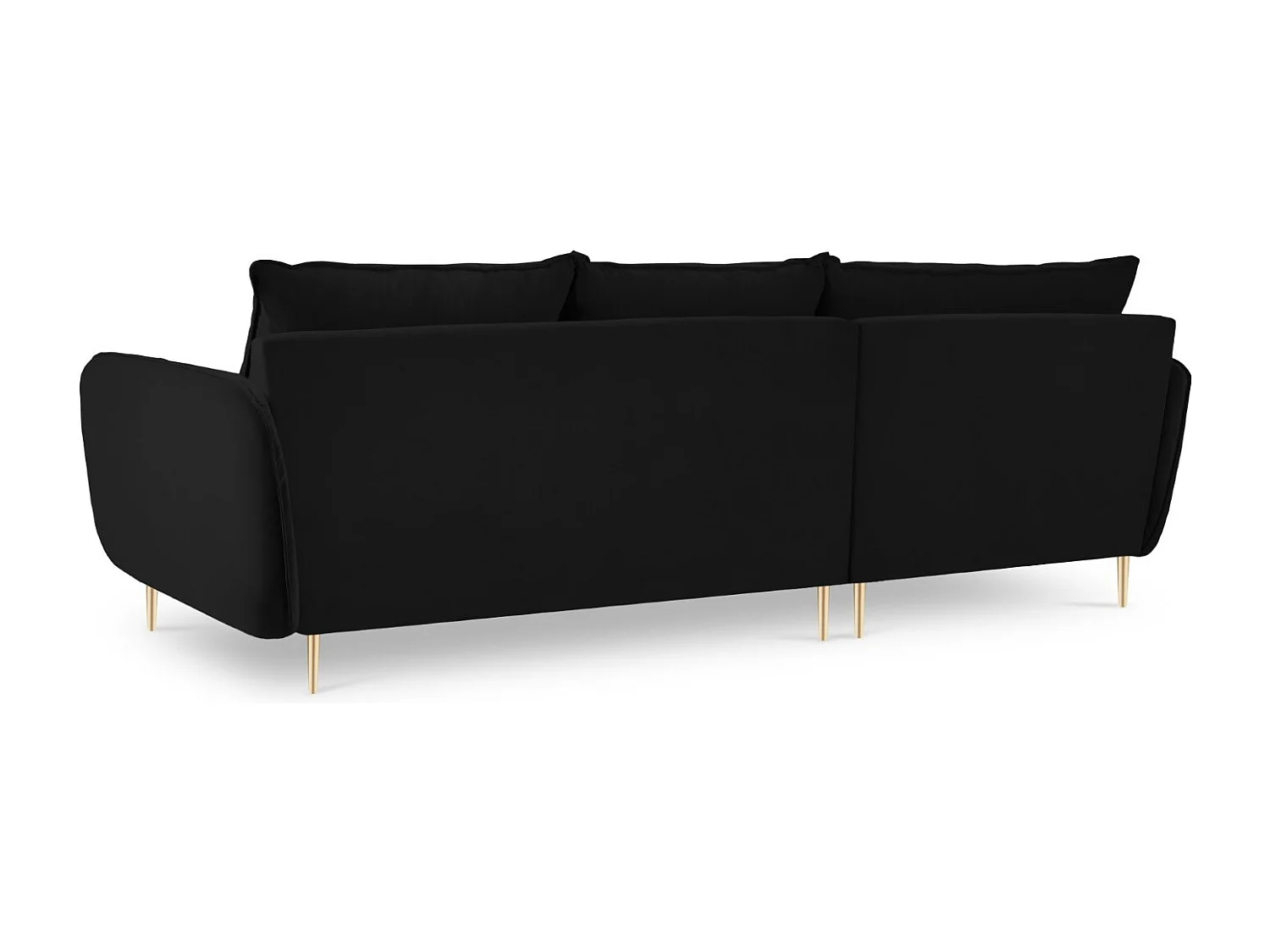 Cosmopolitan Design - Sofá esquinero izquierdo "Vienna" 5 plazas de terciopelo negro - 255x170x95cm