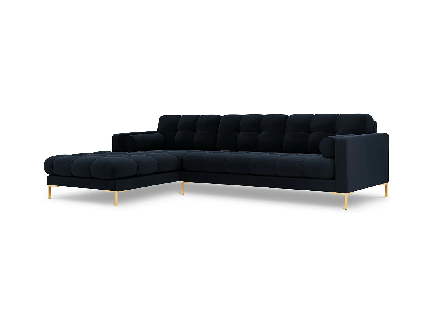 Cosmopolitan Design - Linker hoekbank "Bali" 5 zitplaatsen, Flueel, Donkerblauw - 293x185x75cm