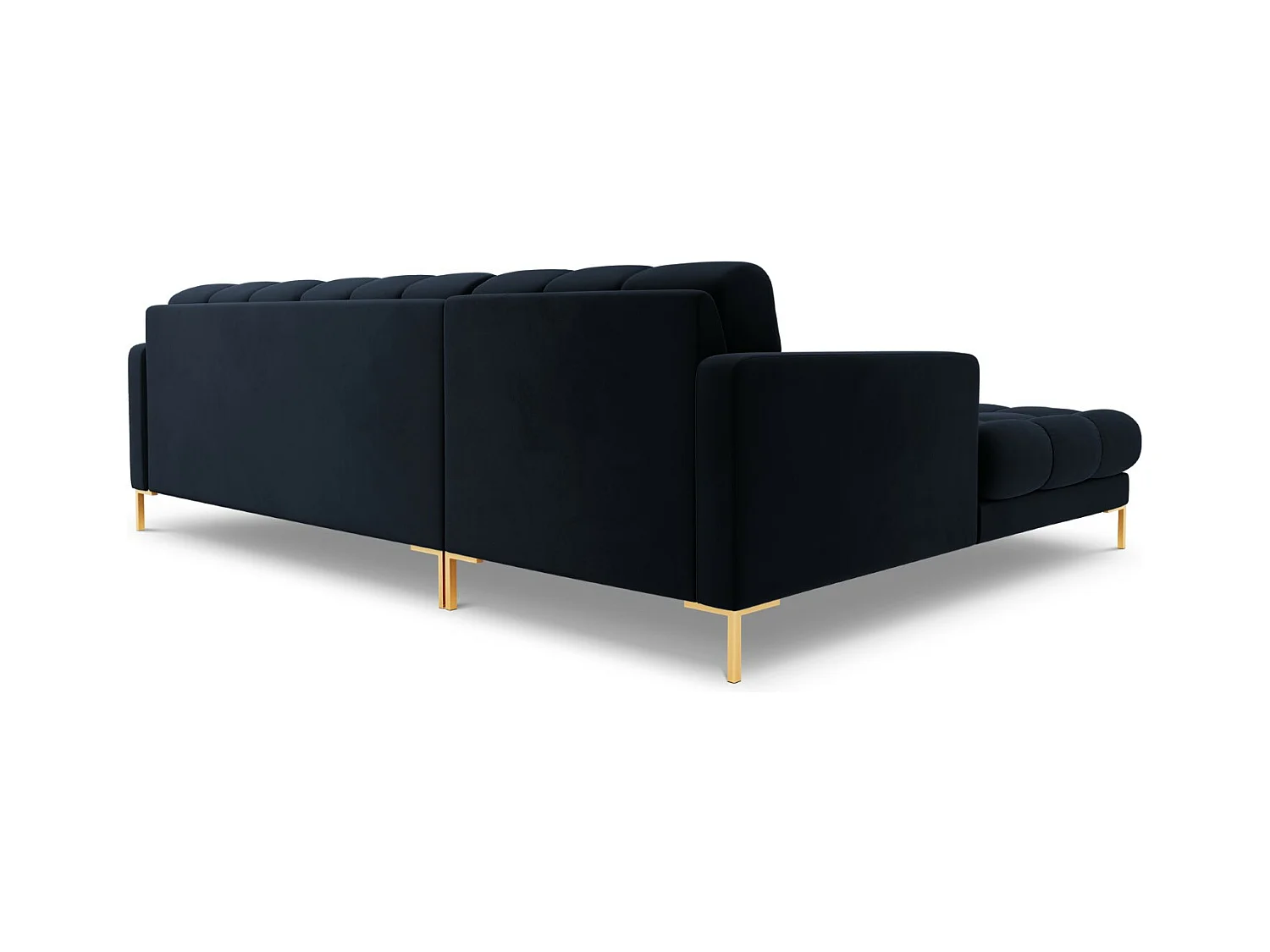 Cosmopolitan Design - 5-Sitzer Ecksofa links "Bali" aus Samt dunkelblau - 293x185x75cm