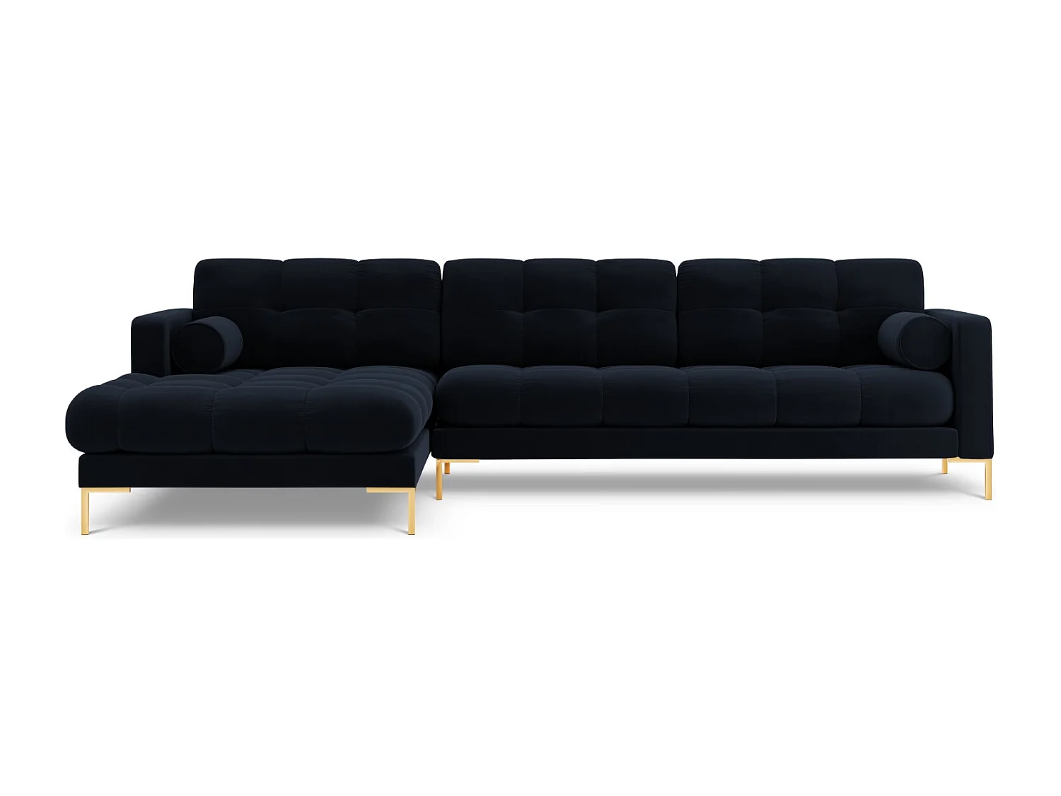 Cosmopolitan Design - Sofá de canto esquerdo "Bali" 5 lugares em veludo azul escuro - 293x185x75cm