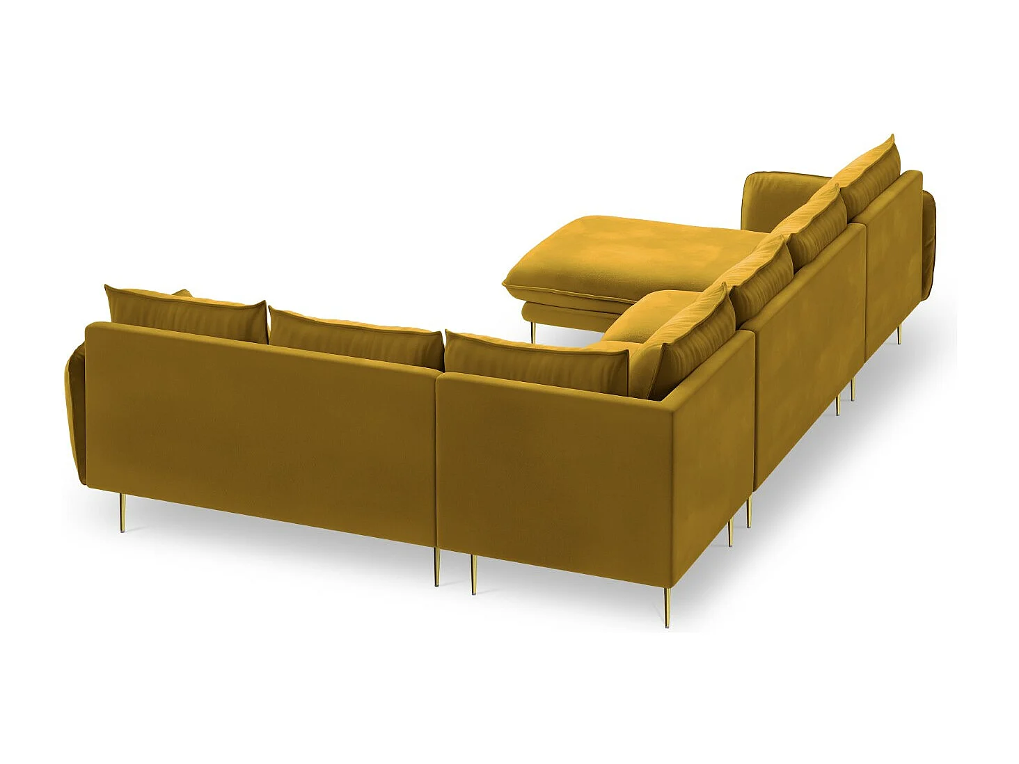 Cosmopolitan Design - Panoramische hoekbank rechts "Vienna" 7 zitplaatsen, Flueel, GEEL - 330x235x95cm