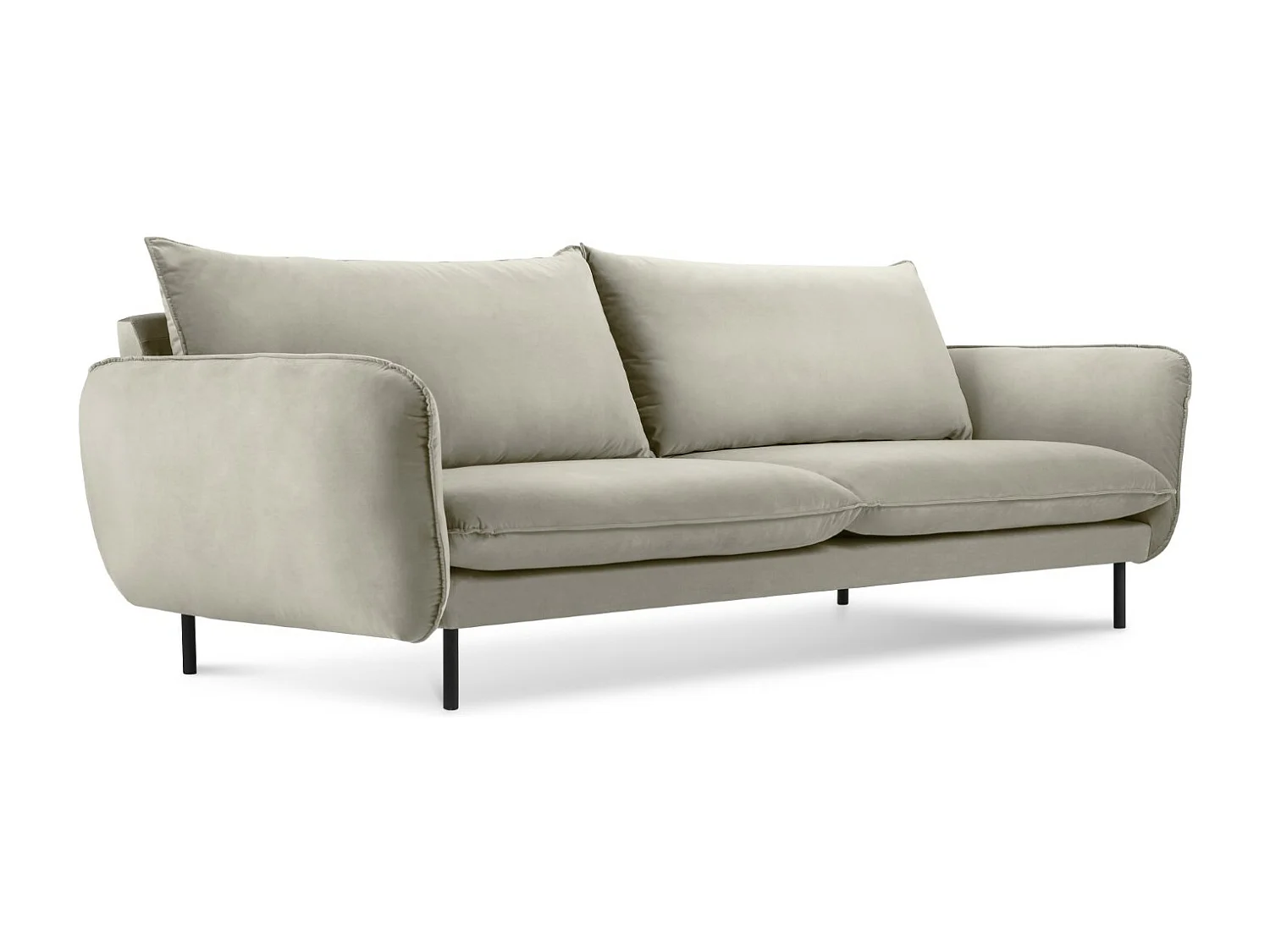 Cosmopolitan Design - 4-Sitzer Sofa "Vienna" aus Samt beige - 230x92x95cm