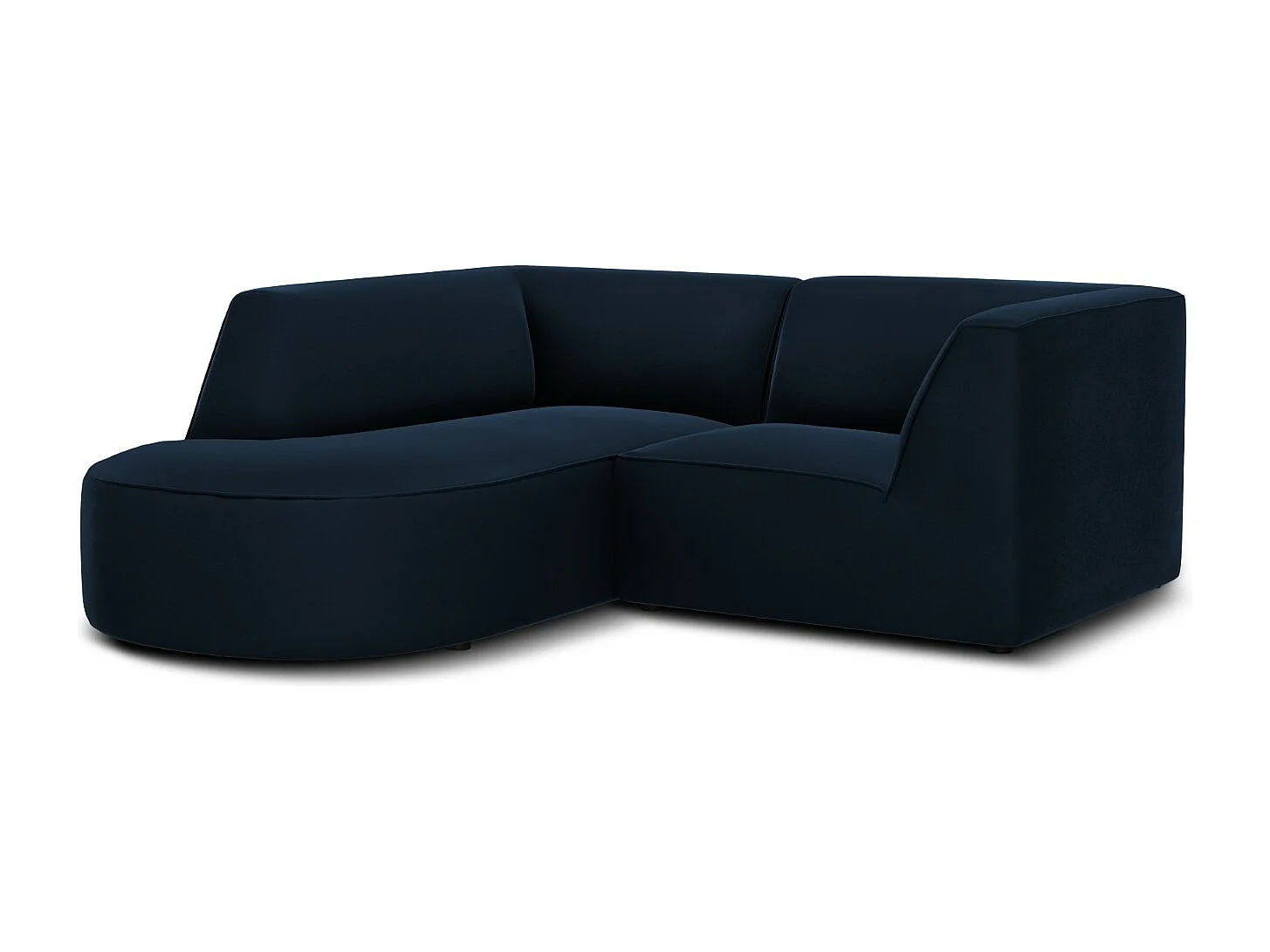 CXL by Christian Lacroix - Sofá de canto esquerdo "Charles" 3 lugares em veludo azul escuro - 186x180x69cm