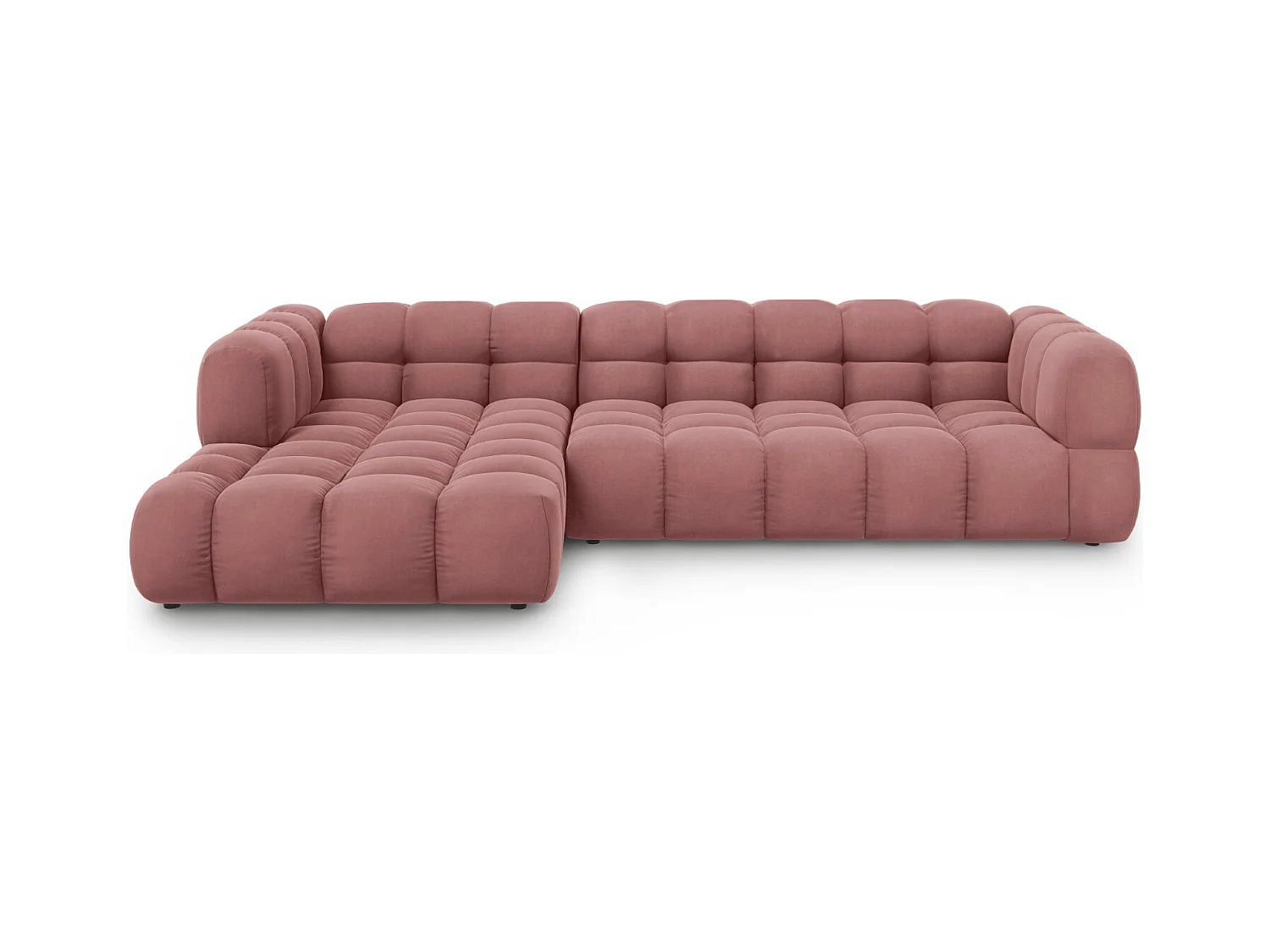 Cosmopolitan Design - Modulaire hoekbank links "Sky" 4 zitplaatsen, Flueel, Zalm - 300x162x75cm