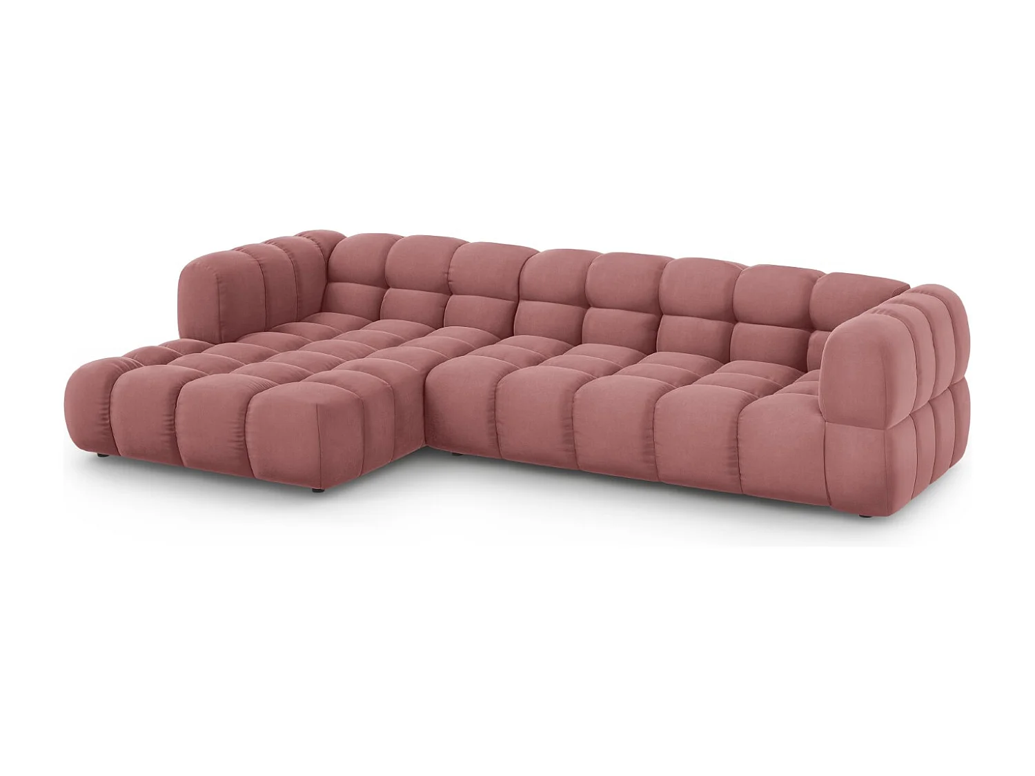 Cosmopolitan Design - Canapé d'angle gauche modulable "Sky" 4 places en velours saumon - 300x162x75cm