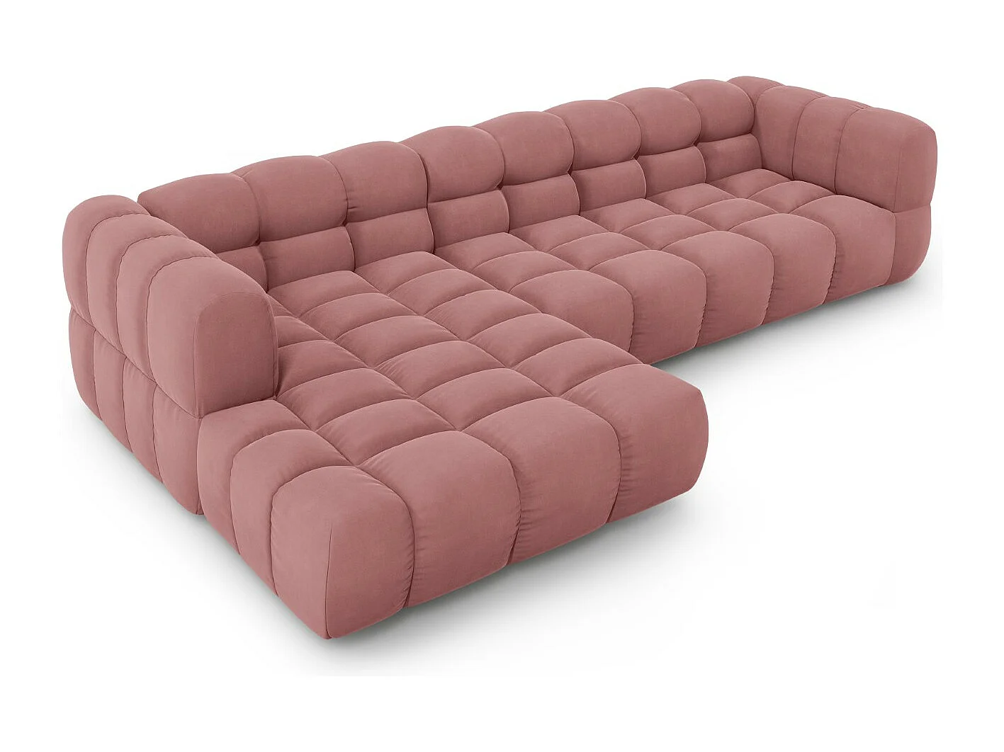 Cosmopolitan Design - Canapé d'angle gauche modulable "Sky" 4 places en velours saumon - 300x162x75cm