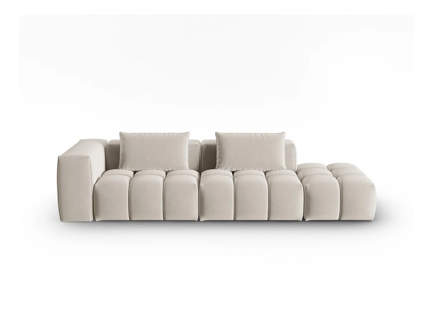 CXL by Christian Lacroix - Rechte modulaire bank "Lorella" 3 zitplaatsen, Flueel, Ecru - 265x85x70cm