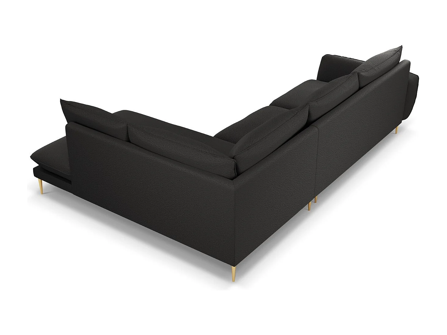 Cosmopolitan Design - Divano angolare destro "Vienna" 6 posti in bouclé nero - 275x185x95cm