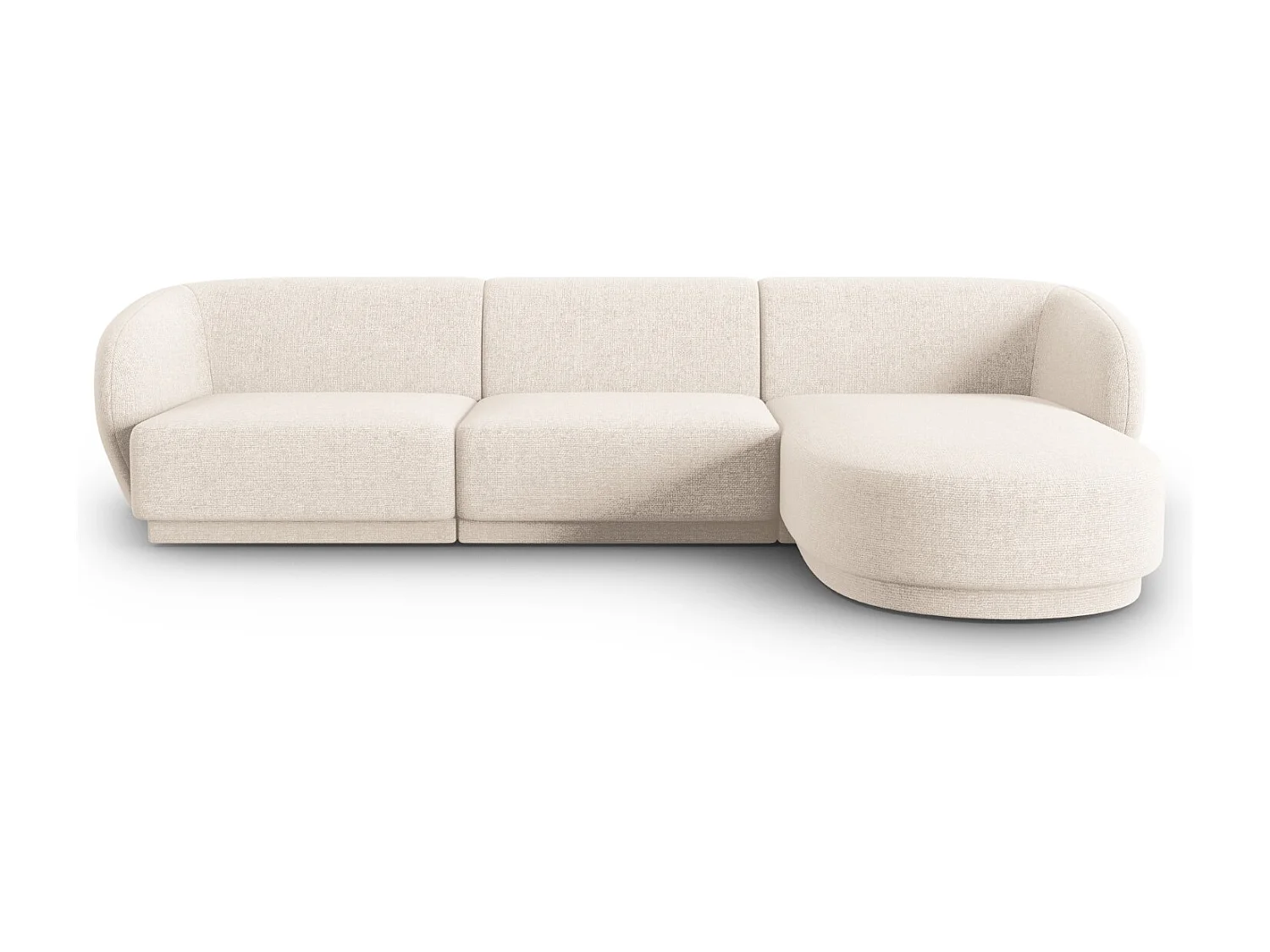 CXL by Christian Lacroix - Canapé d'angle droit modulable "Lionel" 4 places en chenille beige clair mélange - 266x155x74cm