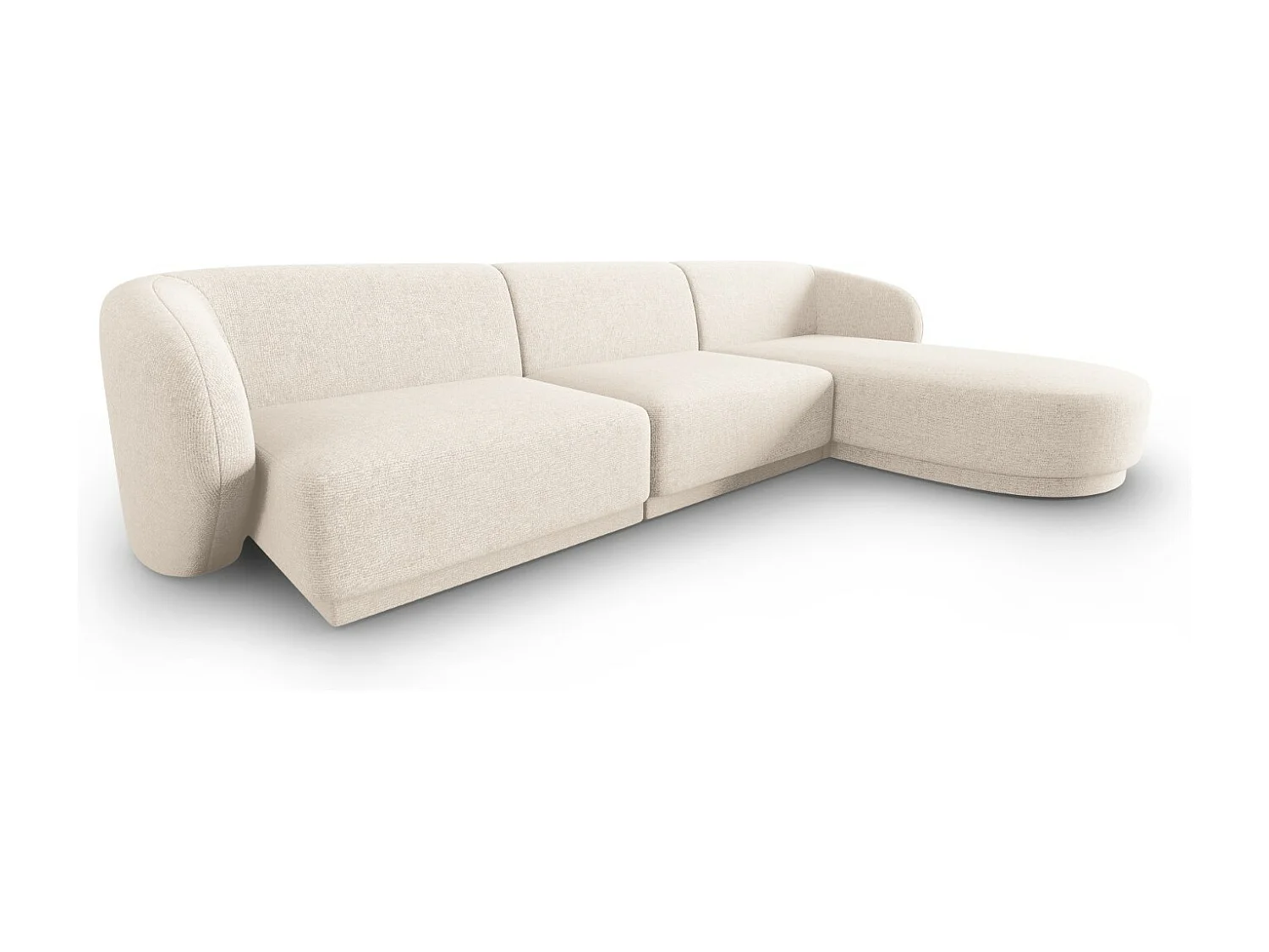 CXL by Christian Lacroix - Canapé d'angle droit modulable "Lionel" 4 places en chenille beige clair mélange - 266x155x74cm