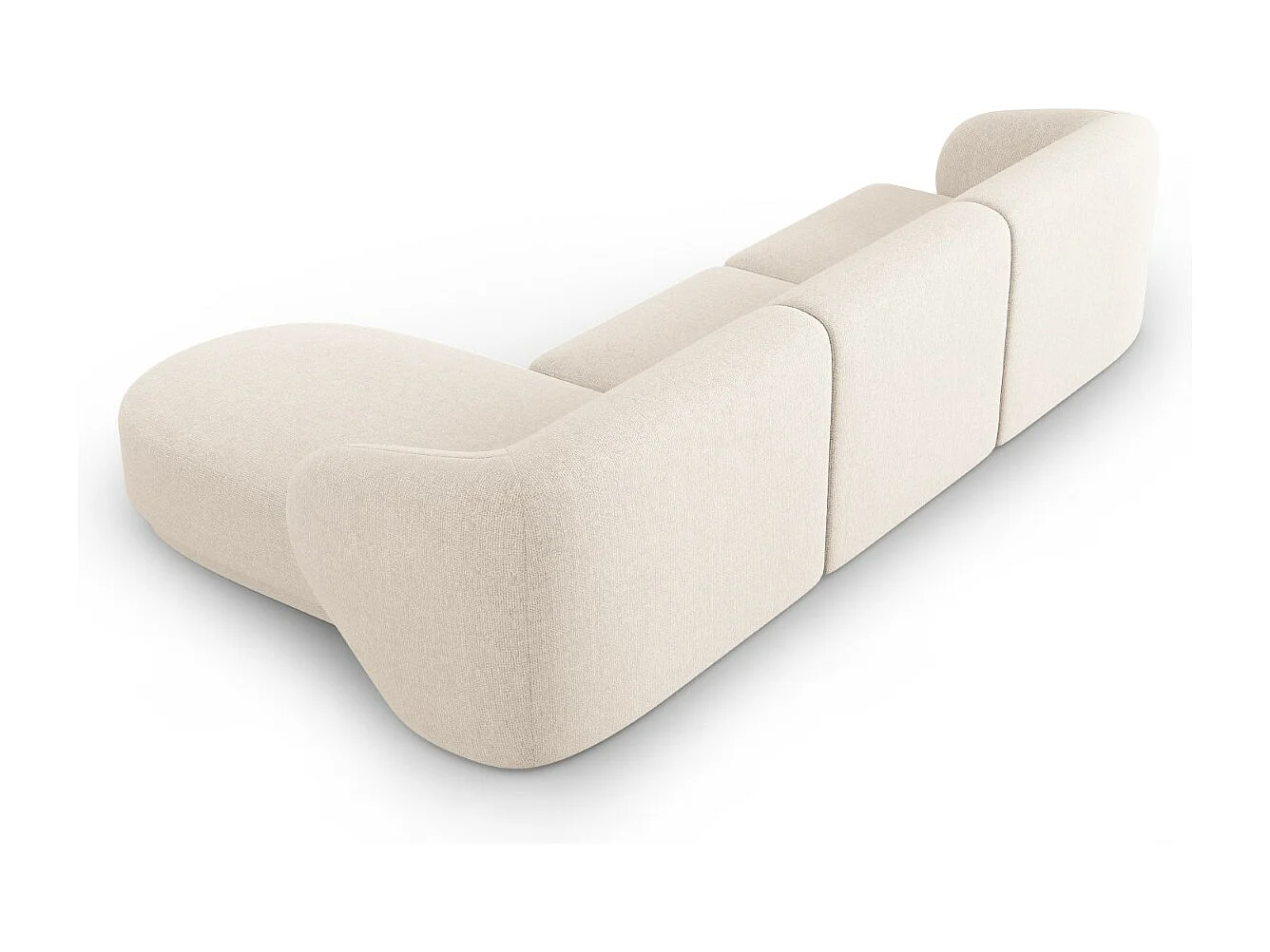 CXL by Christian Lacroix - Canapé d'angle droit modulable "Lionel" 4 places en chenille beige clair mélange - 266x155x74cm