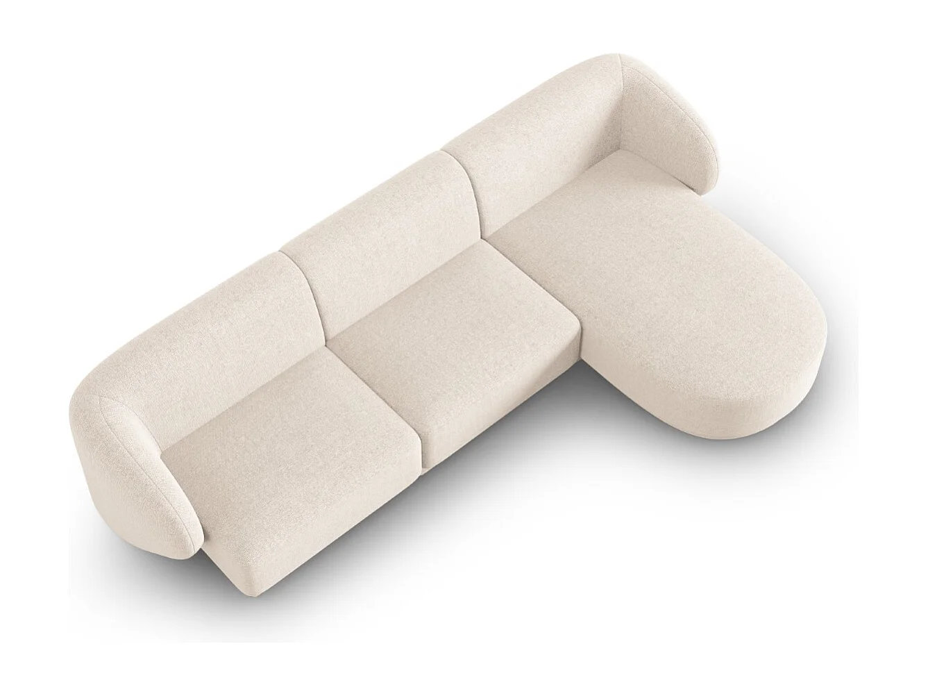 CXL by Christian Lacroix - Canapé d'angle droit modulable "Lionel" 4 places en chenille beige clair mélange - 266x155x74cm