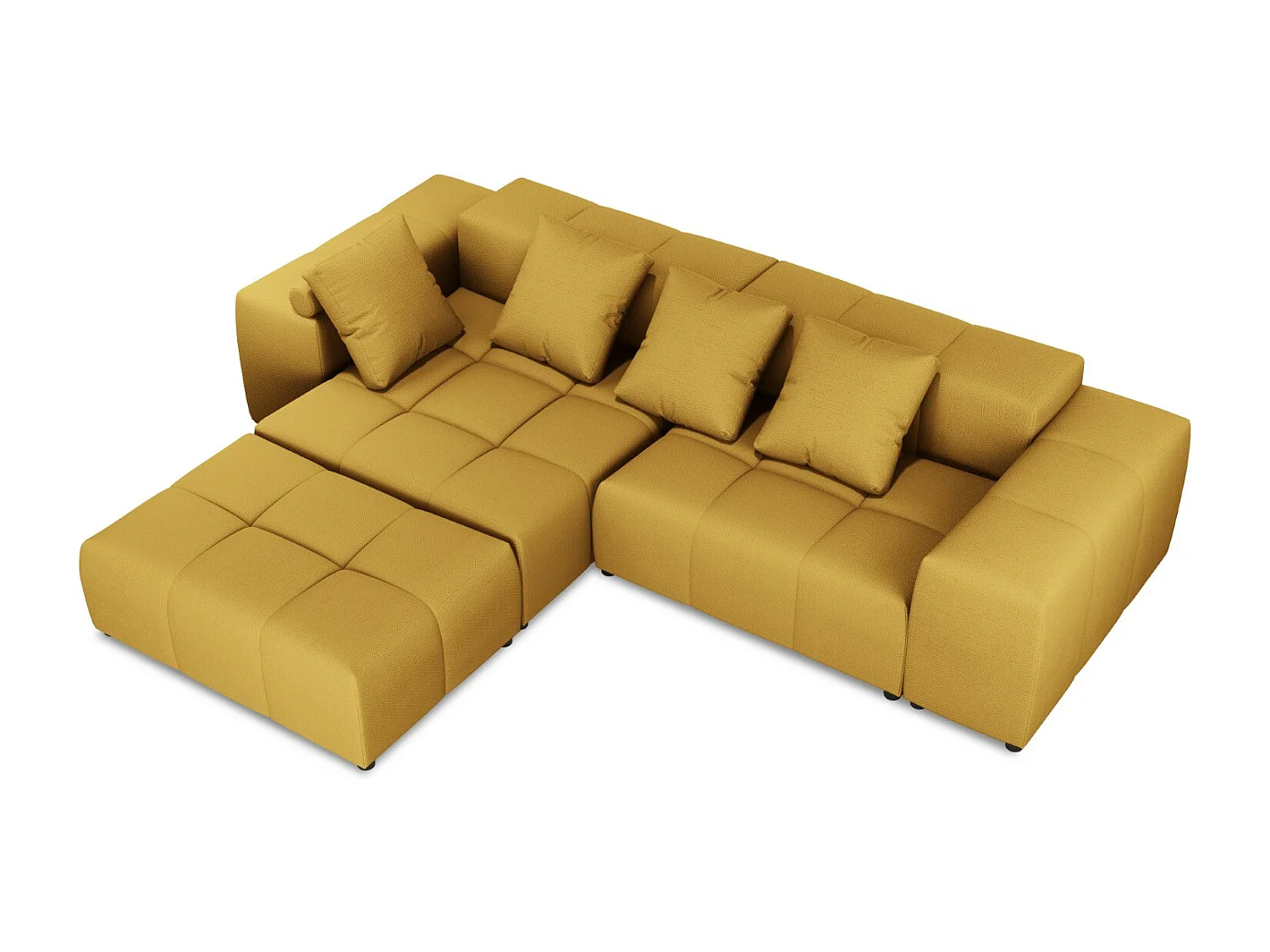 Cosmopolitan Design - Divano angolare modulare reversibile "Rome" 5 posti in tessuto strutturato giallo - 320x240x75cm