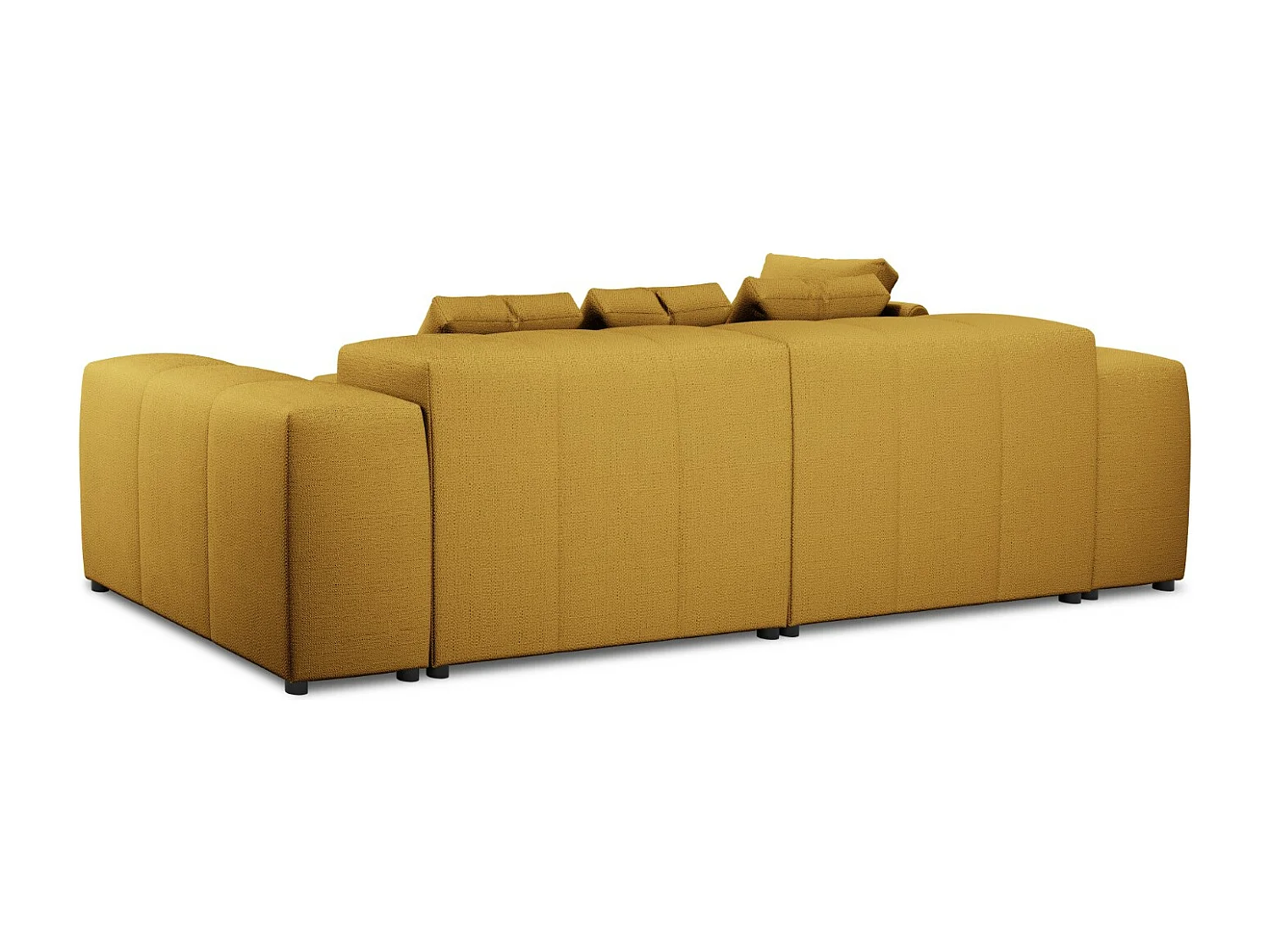 Cosmopolitan Design - Canapé d'angle symétrique modulable "Rome" 5 places en tissu structurel jaune - 320x240x75cm