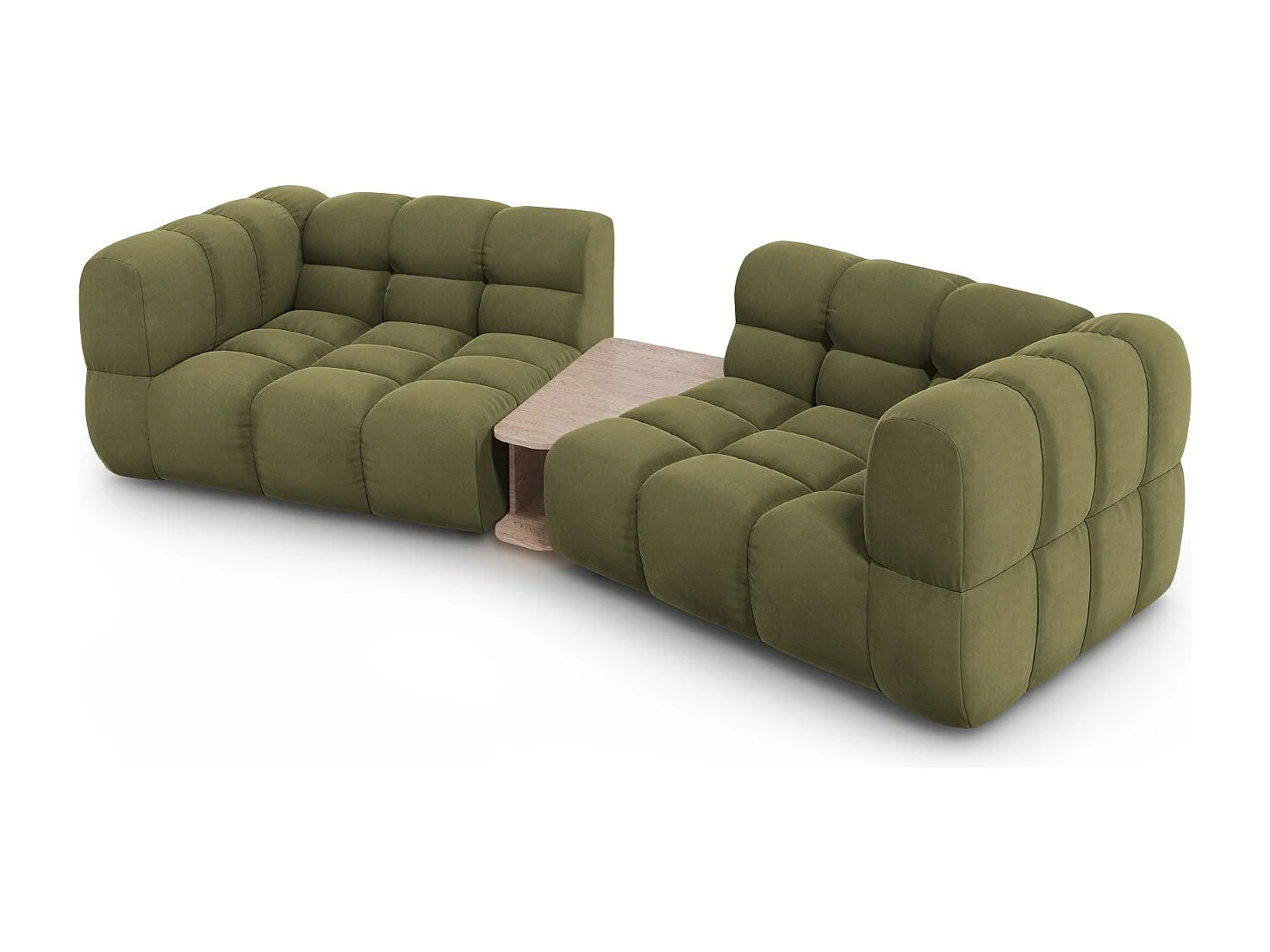 Cosmopolitan Design - Canapé modulable "Sky" 2 places en velours vert clair - 280x148x75cm