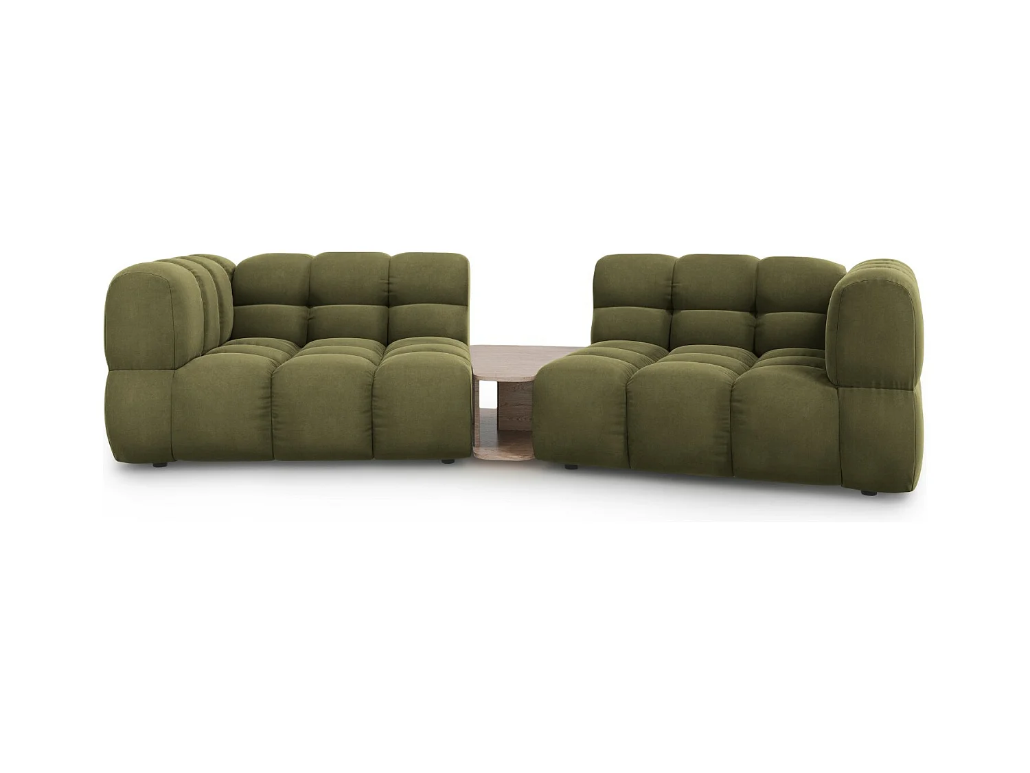 Cosmopolitan Design - Canapé modulable "Sky" 2 places en velours vert clair - 280x148x75cm