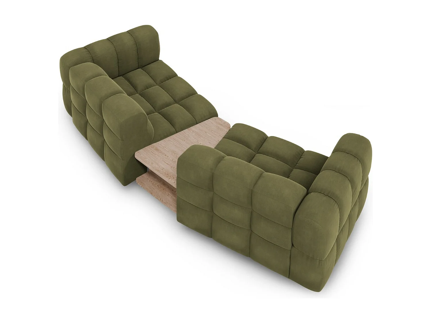 Cosmopolitan Design - Canapé modulable "Sky" 2 places en velours vert clair - 280x148x75cm