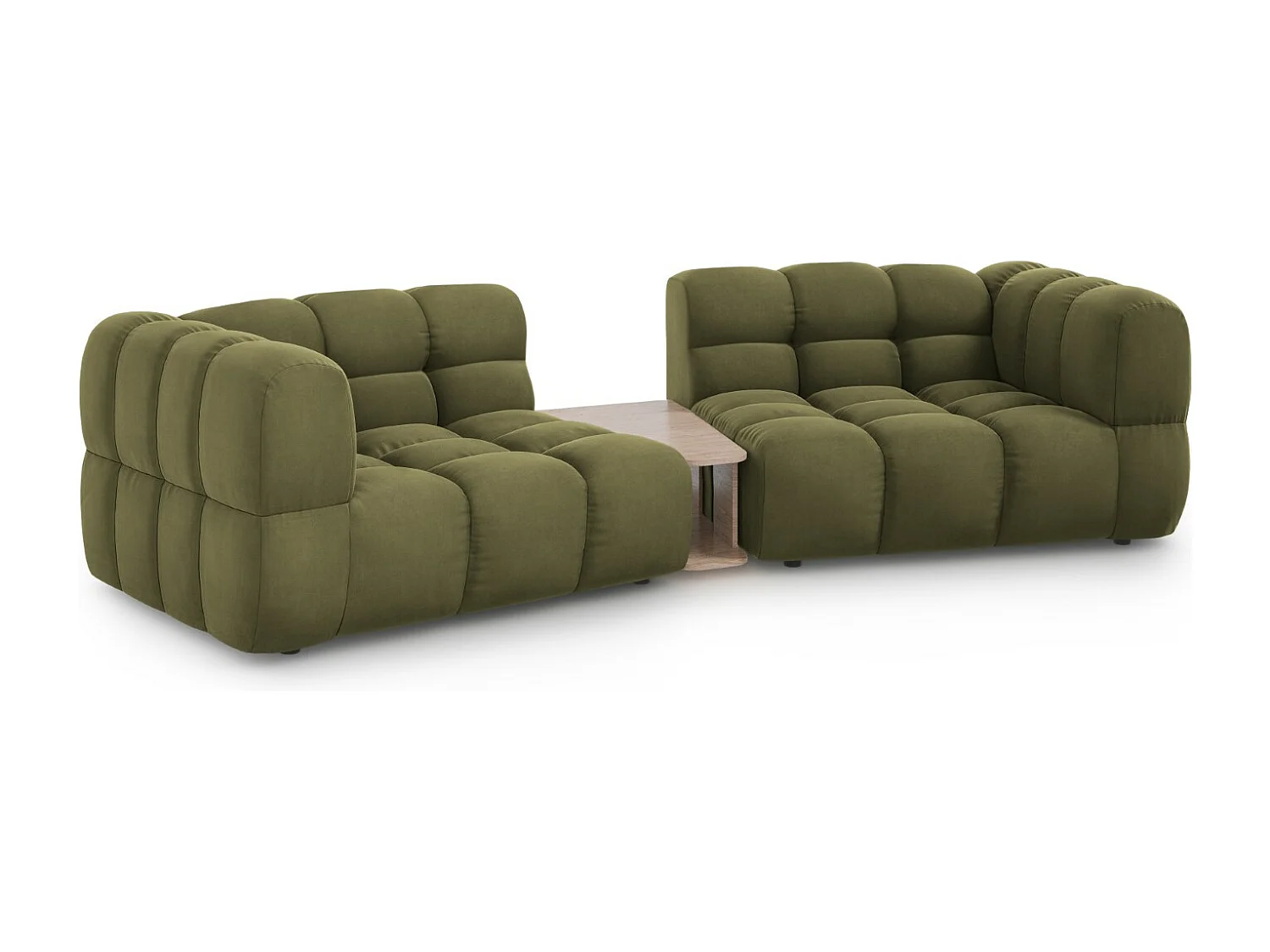 Cosmopolitan Design - Canapé modulable "Sky" 2 places en velours vert clair - 280x148x75cm