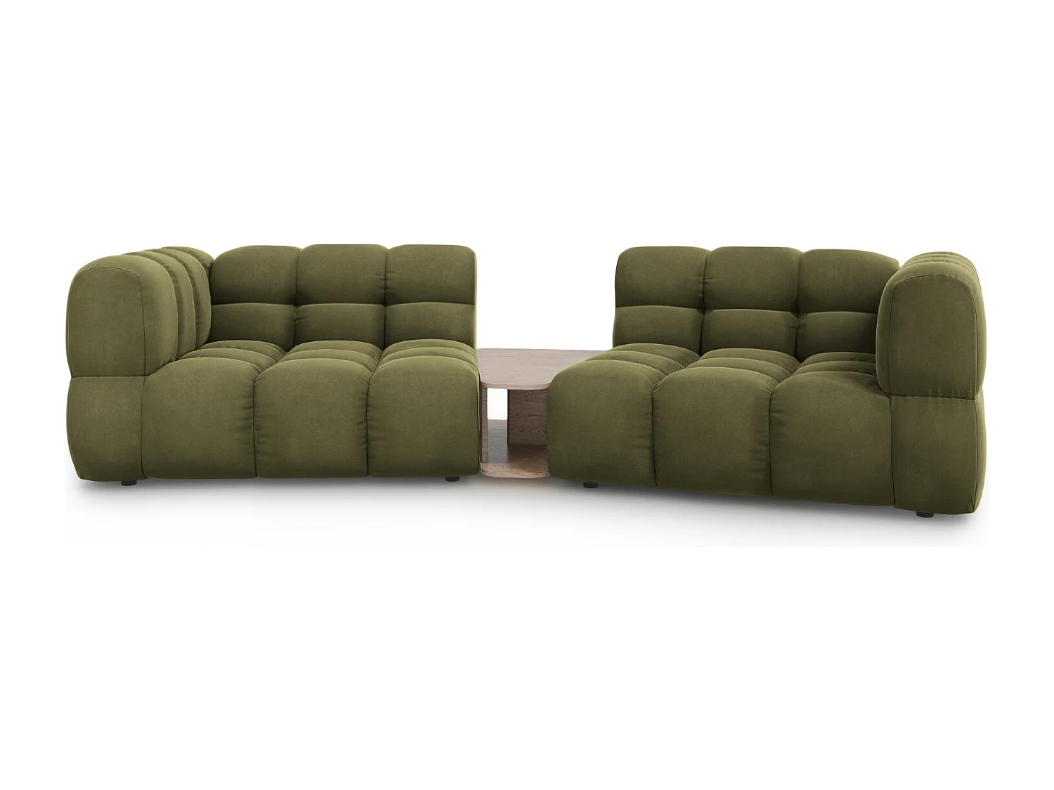 Cosmopolitan Design - Canapé modulable "Sky" 2 places en velours vert clair - 280x148x75cm