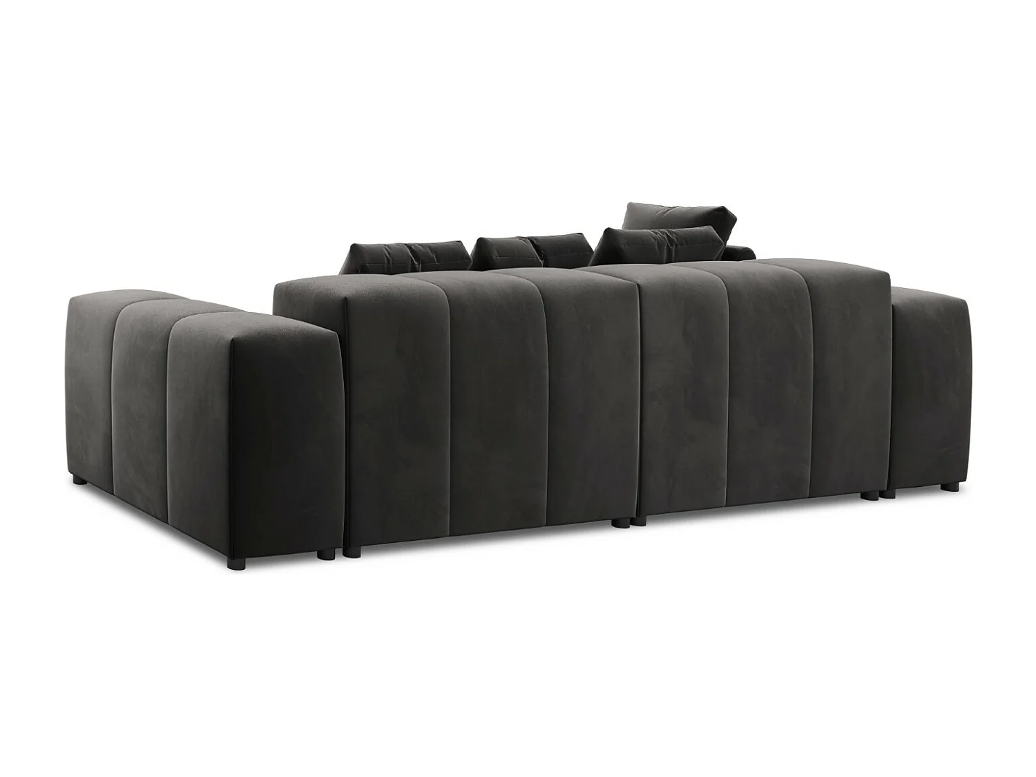 Cosmopolitan Design - Canapé d'angle symétrique modulable "Rome" 4 places en velours gris foncé - 320x160x75cm