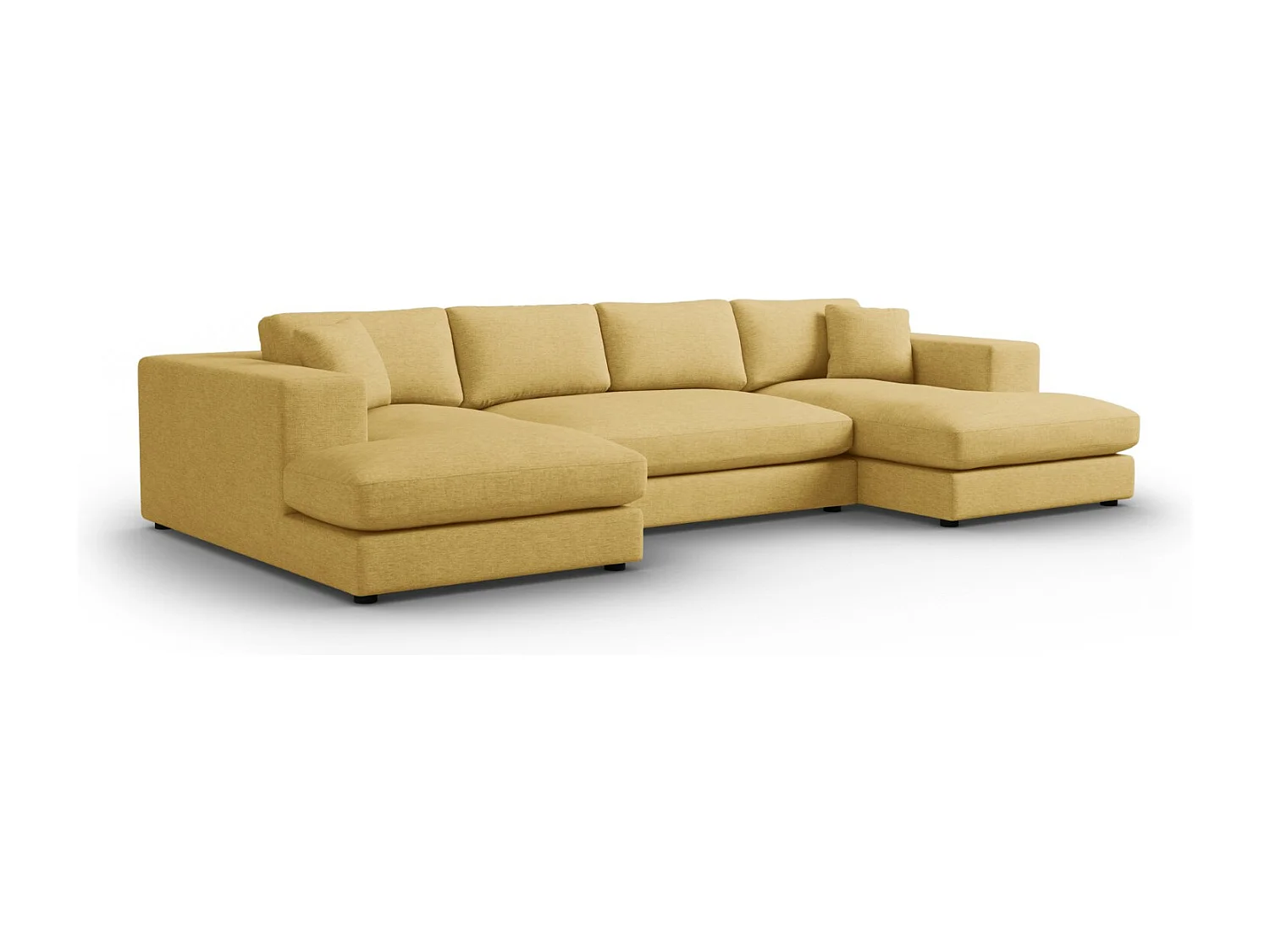 CXL by Christian Lacroix - Sofá panorâmico "Tendance" 5 lugares em tecido estrutural amarelo - 344x170x72cm